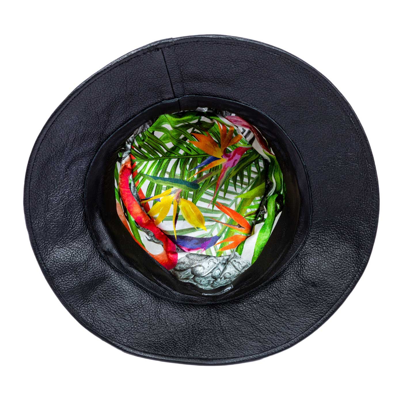 BUCKET ANIMAL PRINT LEATHER HAT INSIDE