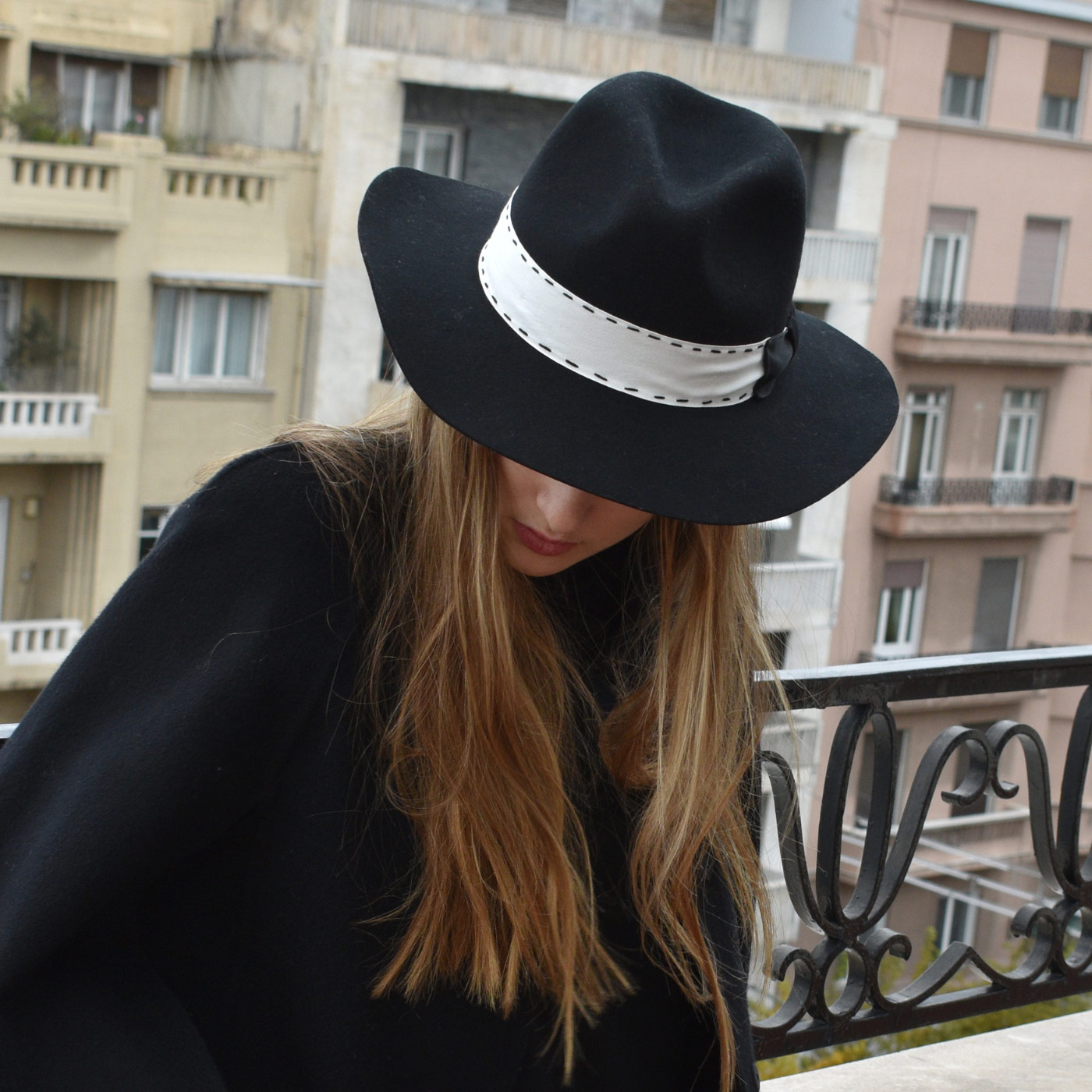 BLACK SHADOW WOOL HAT