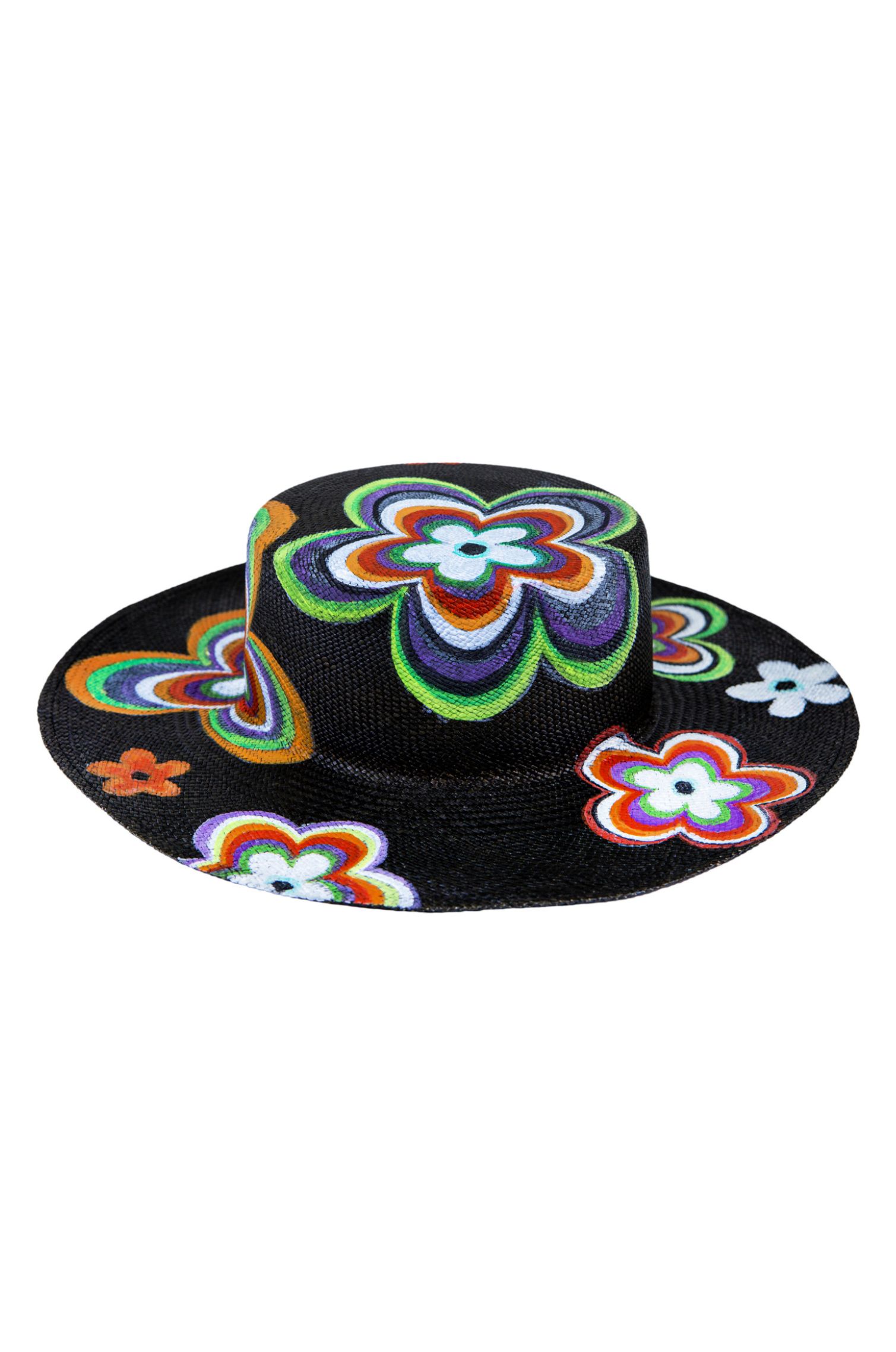 60's spring flower Panama hat