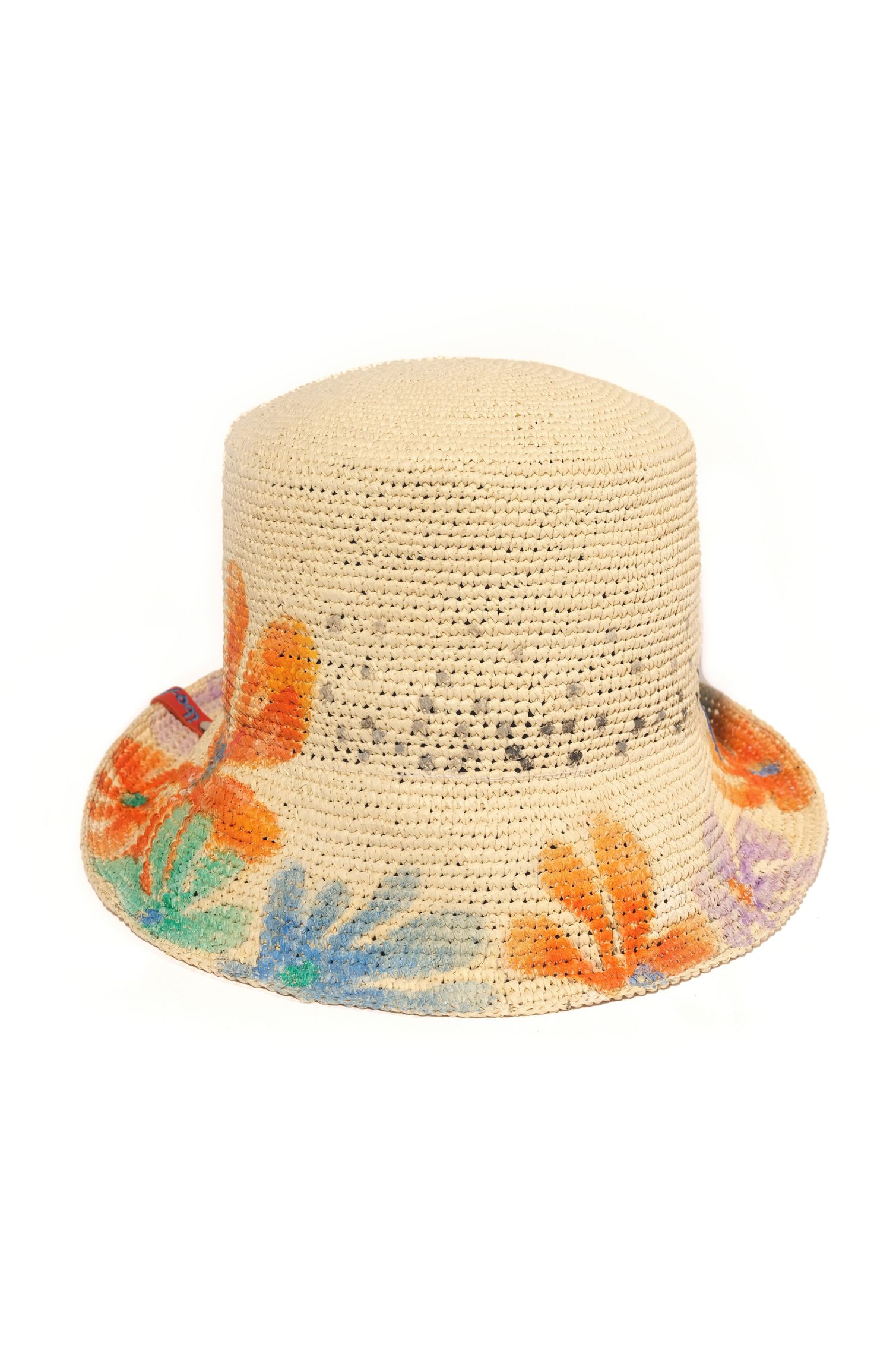 60’s Dots flowers bucket crochet Panama hat