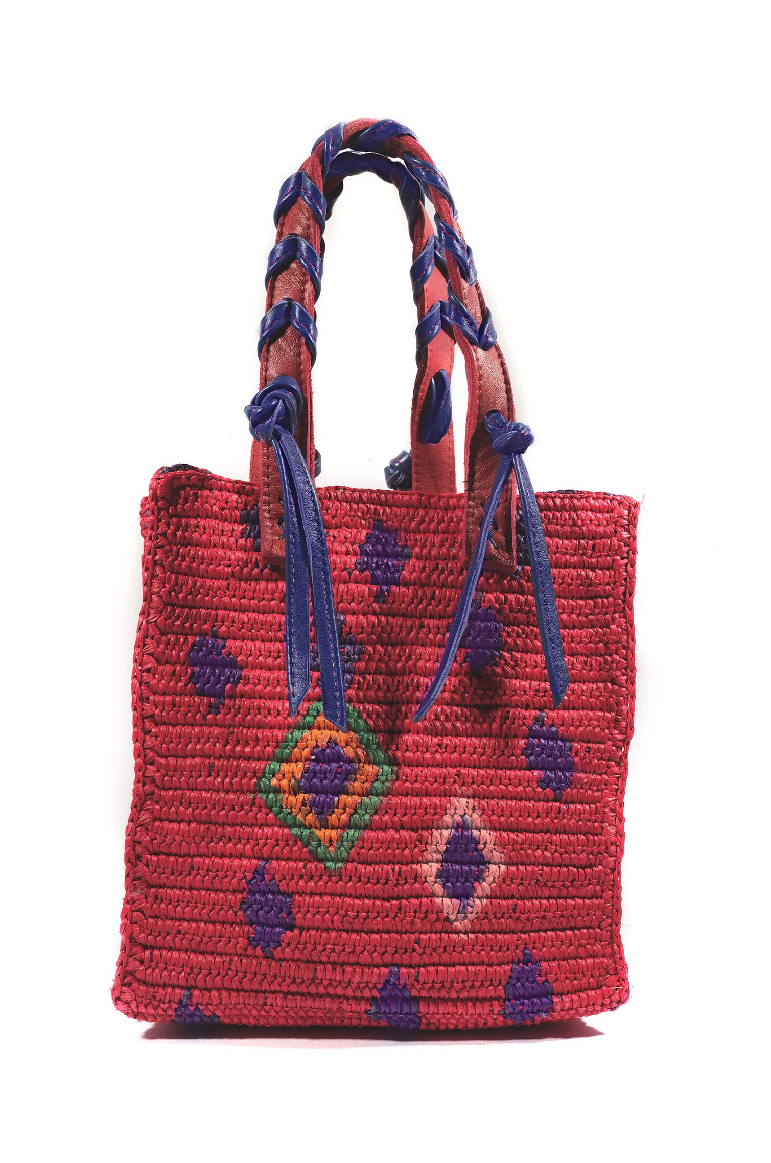 Spot in purple 60’s crochet Panama bag