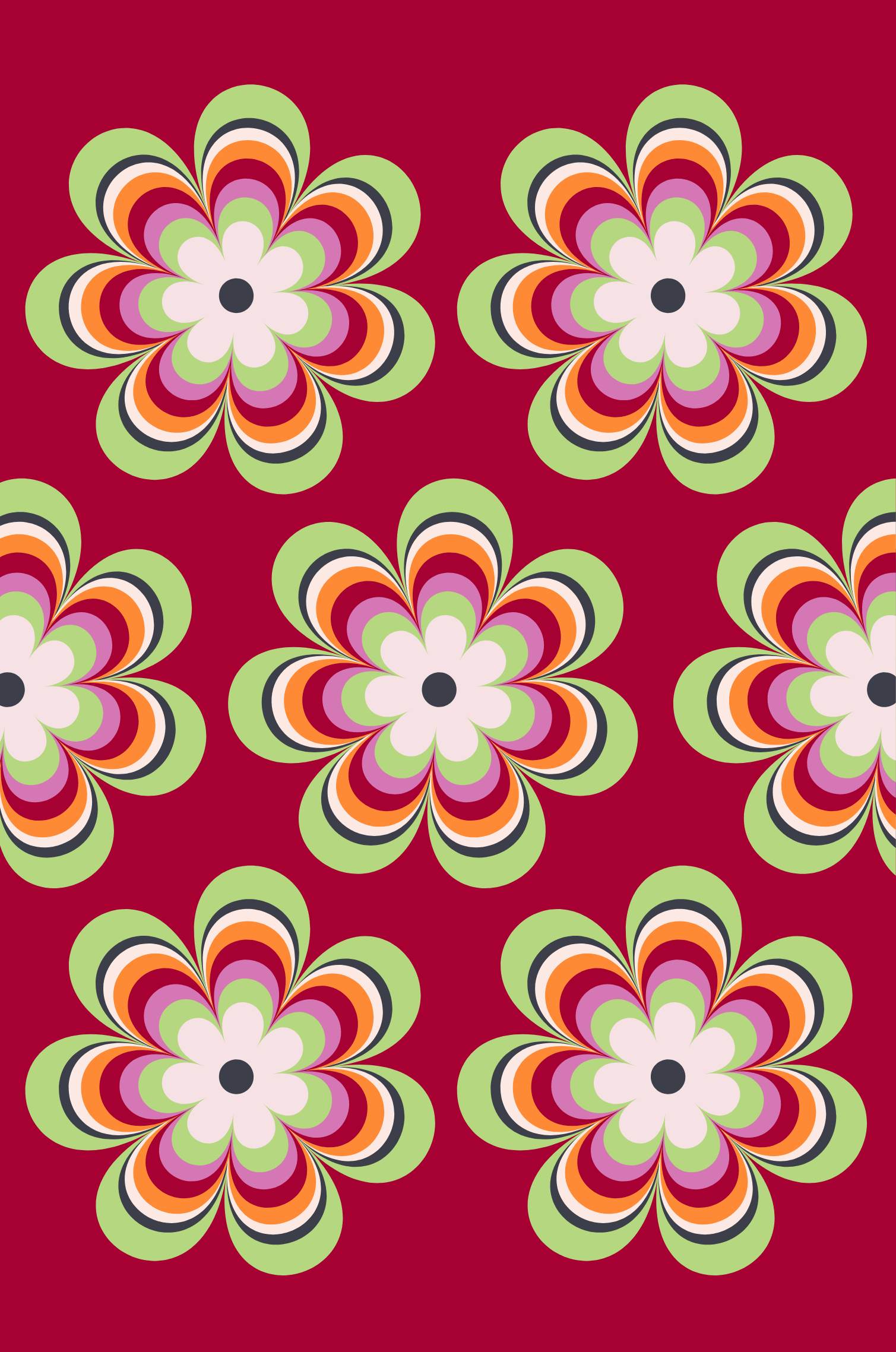 60's spring flower silk poncho