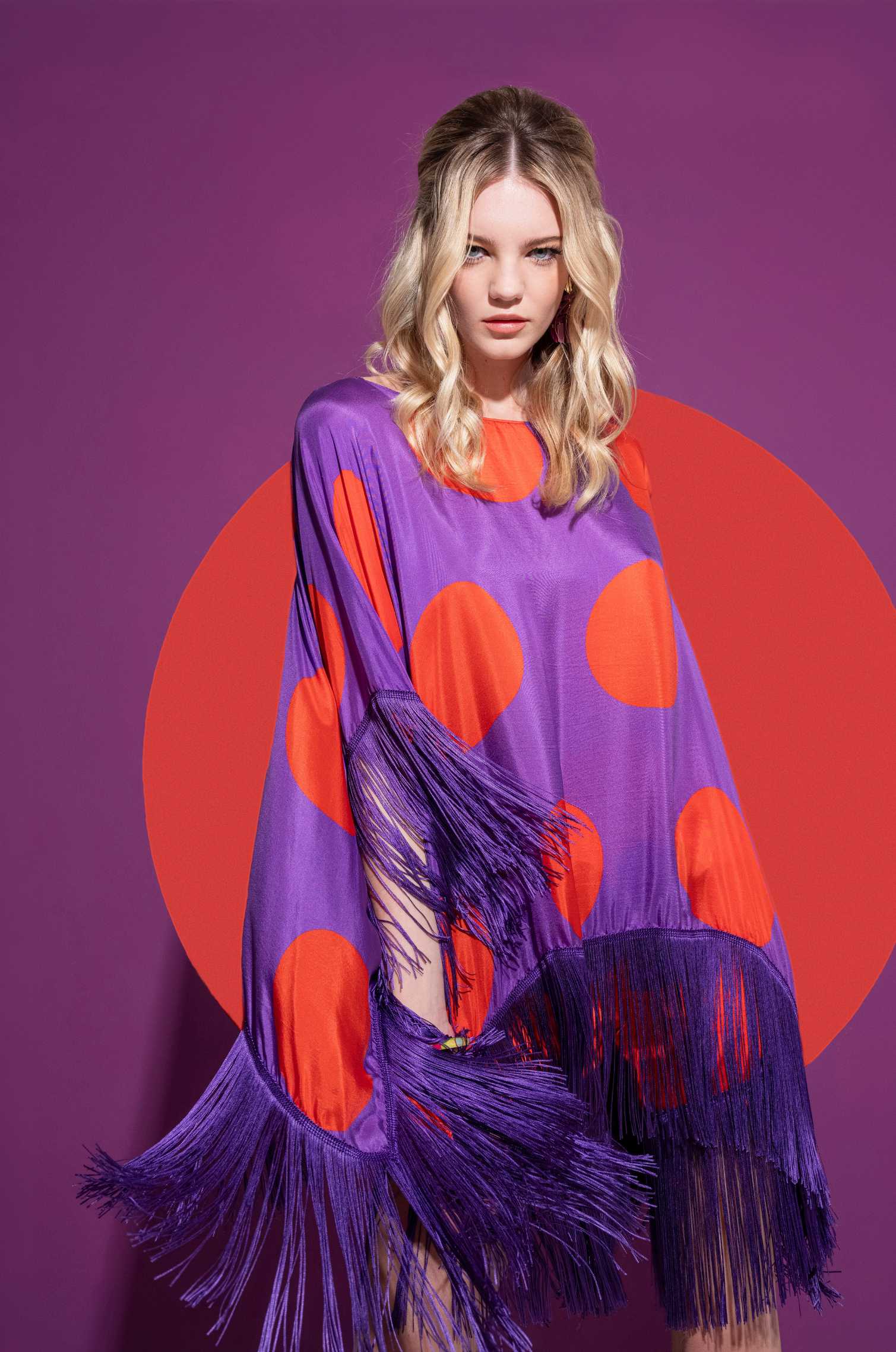 Spot in purple 60’s silk poncho