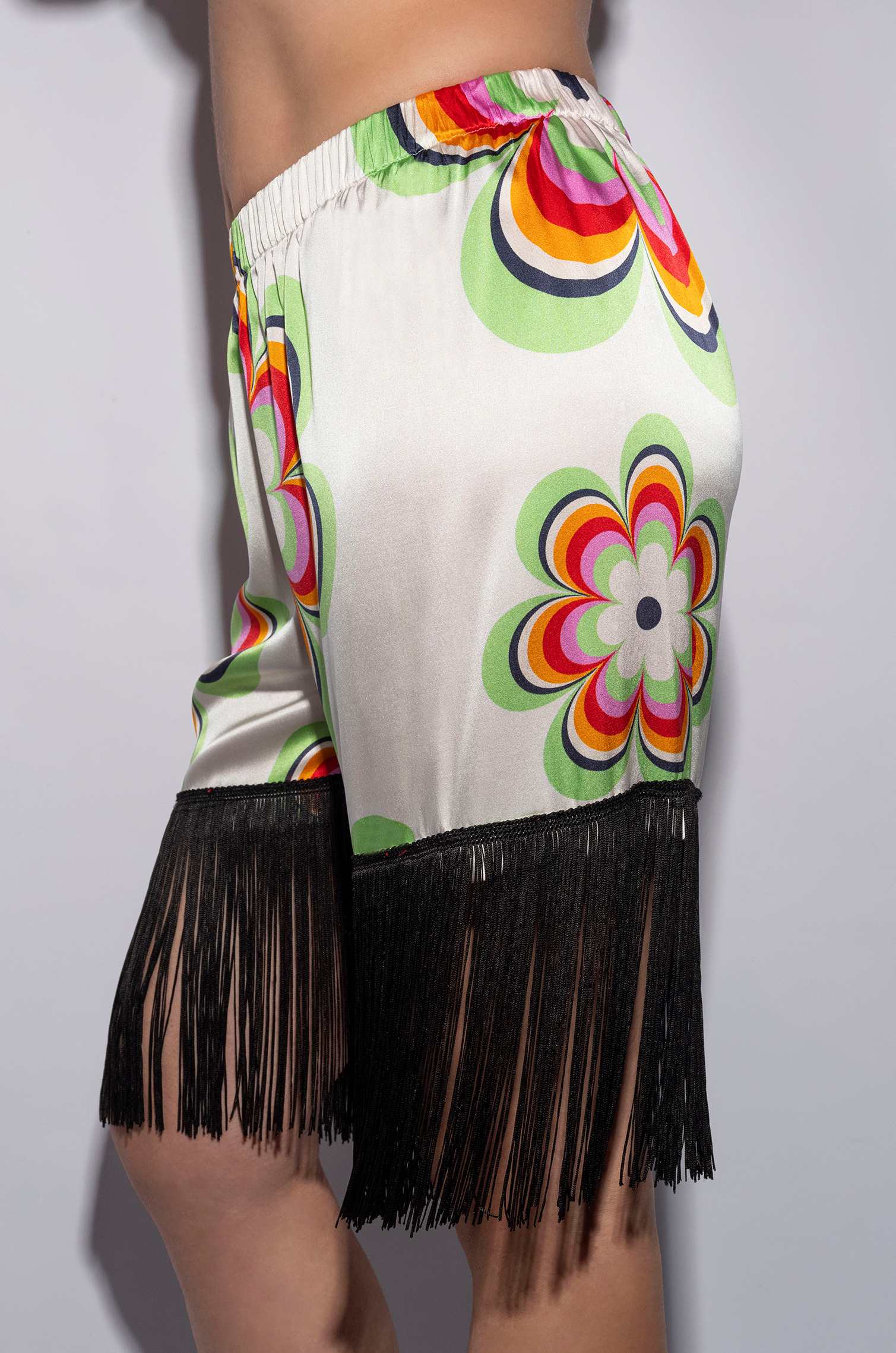 60's spring flower silk shorts