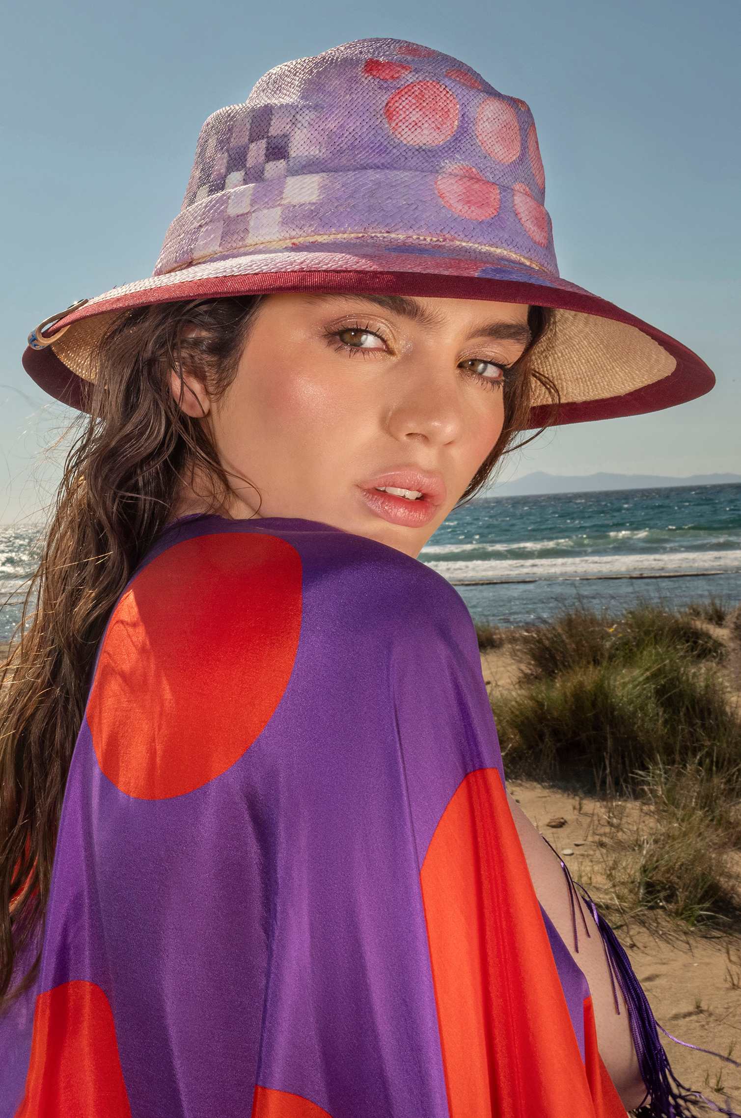 Spot in purple 60’s Panama hat
