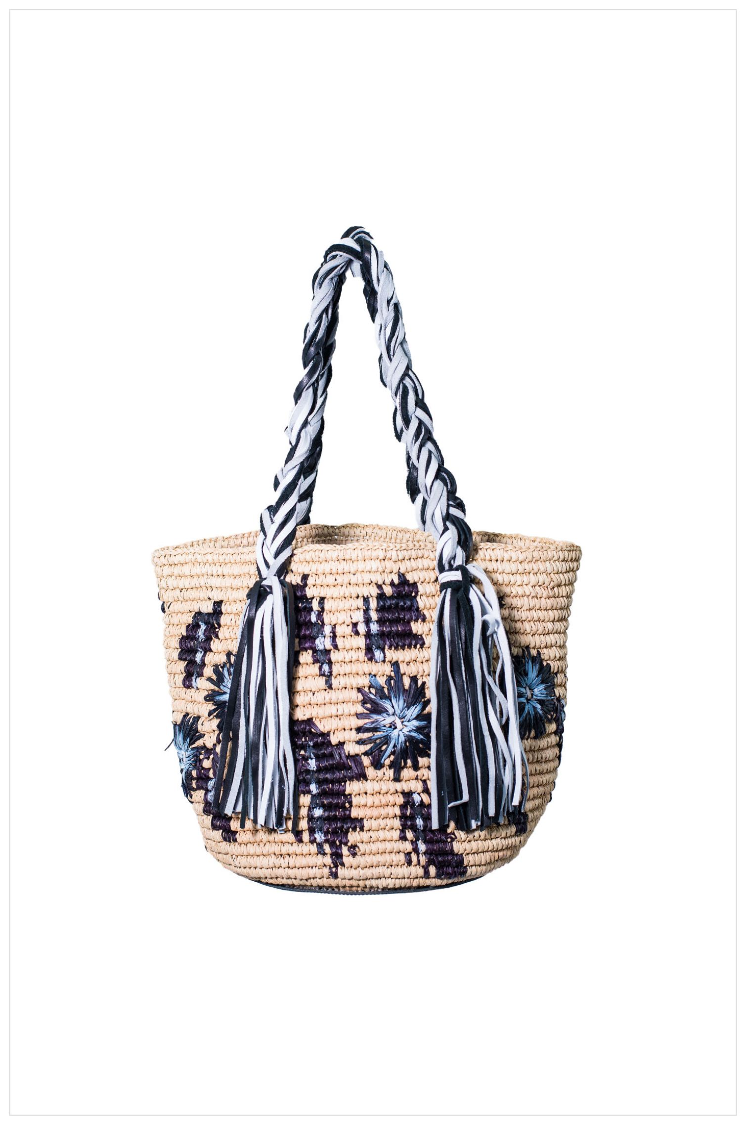 STRIPES OF TRIO CROCHET PANAMA BAG