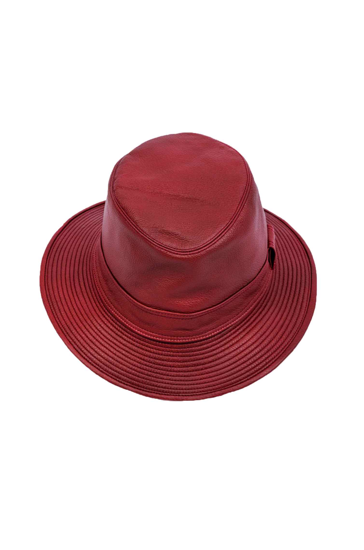 BUCKET BURGUNDY LEATHER HAT