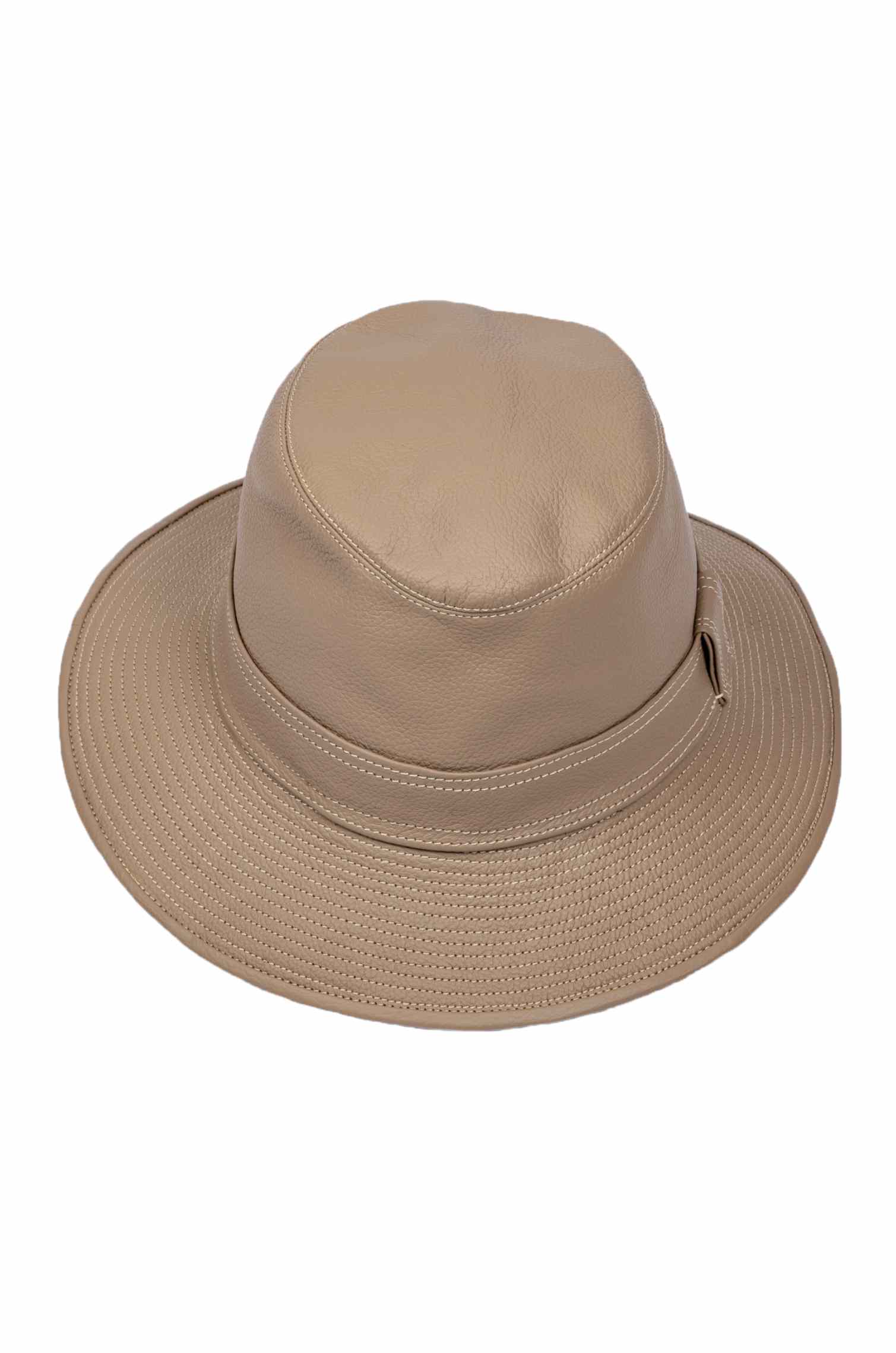 BUCKET TAUPE LEATHER HAT
