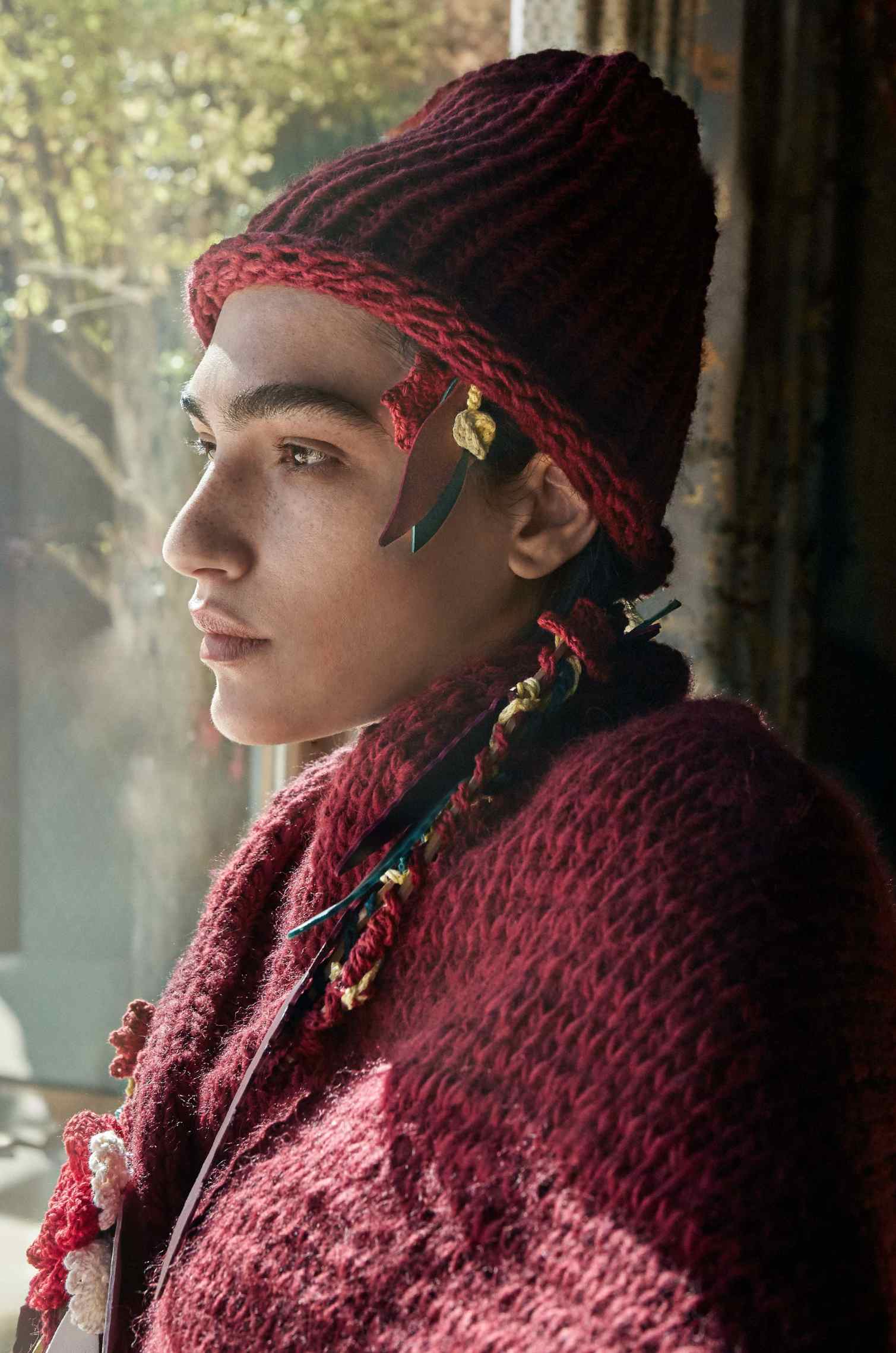 Handknitted Burgundy Beanie