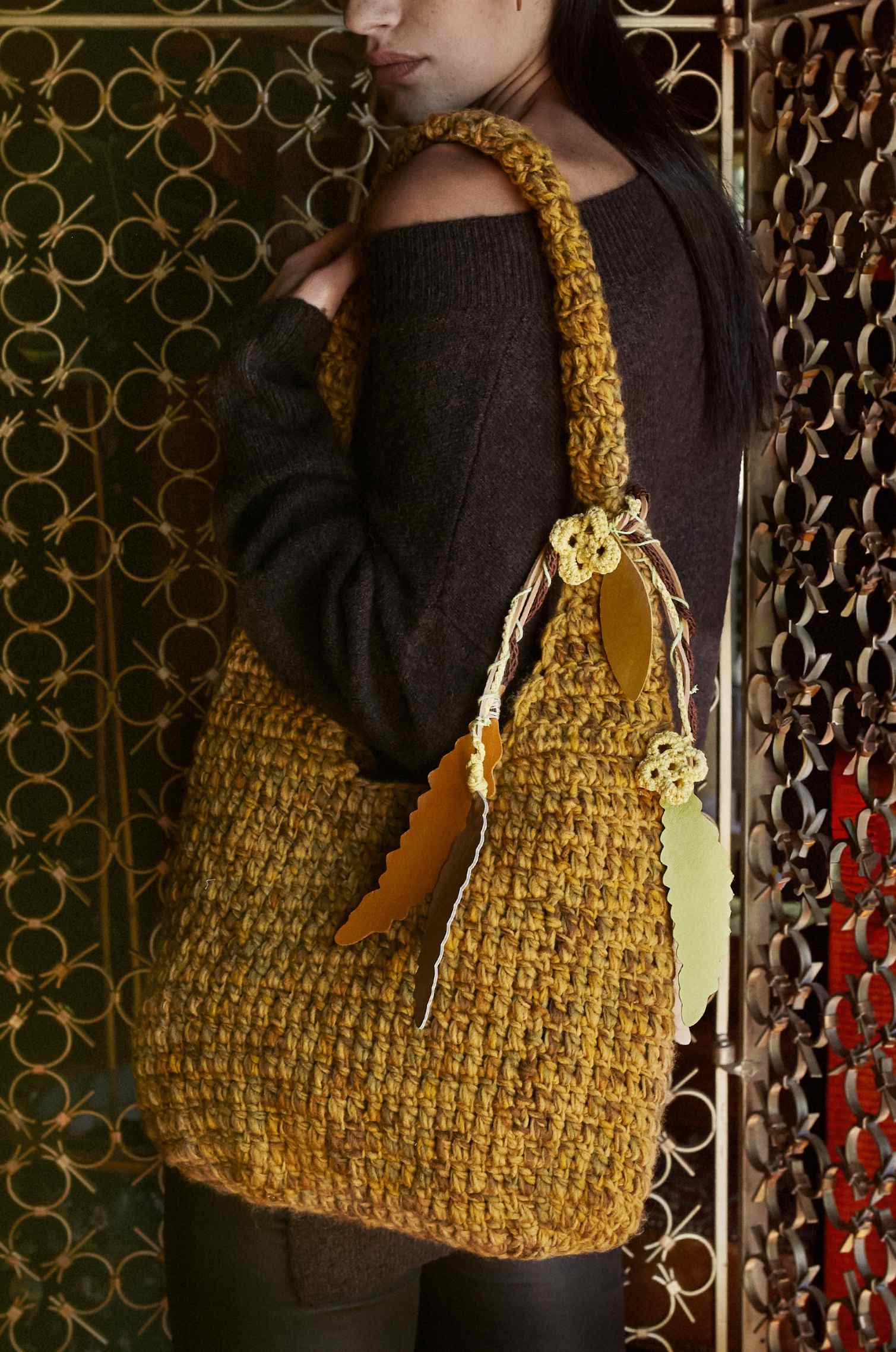 Handknitted Ochre Mix Bag