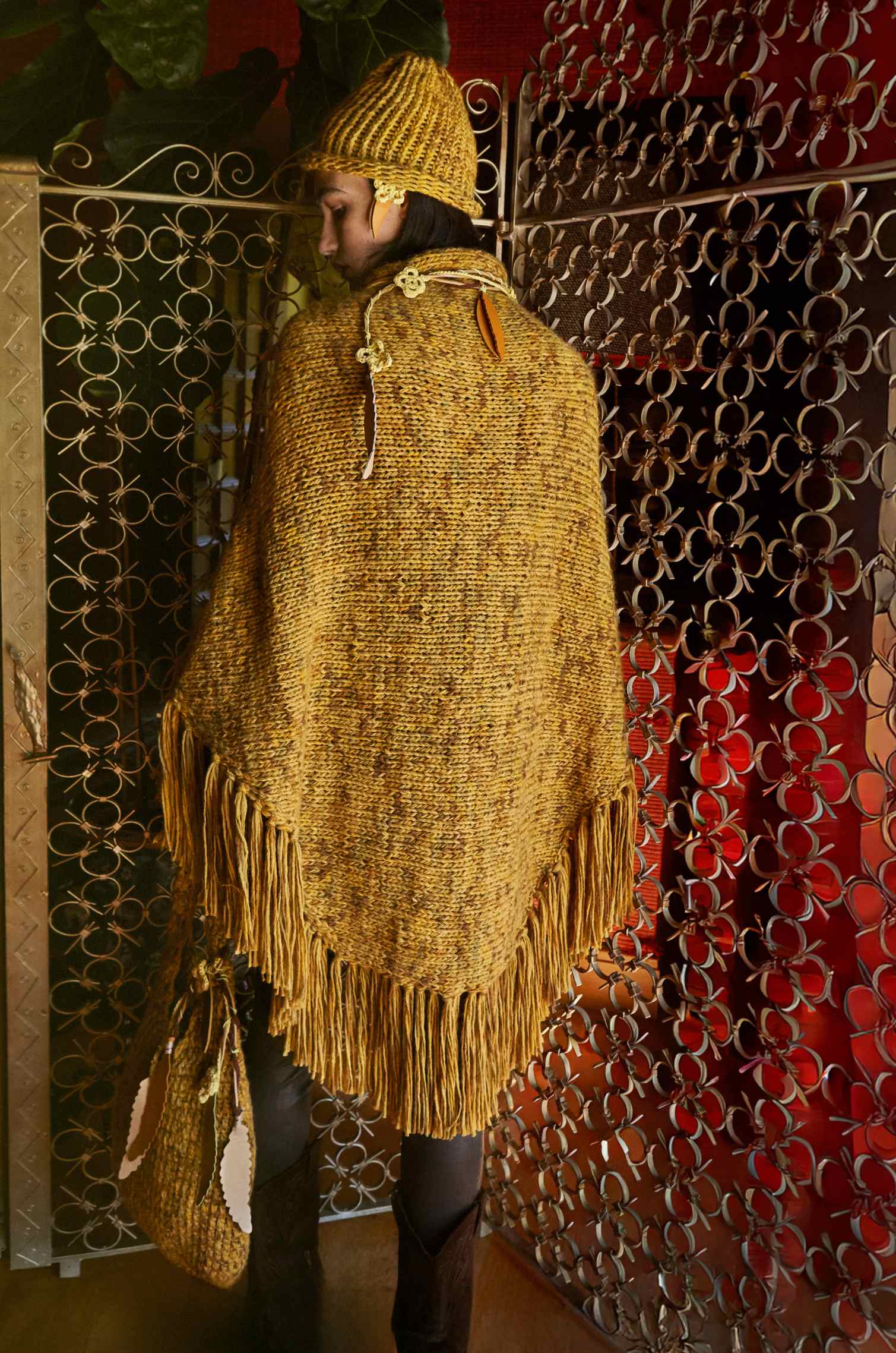 Handknitted Ochre Mix Shawl