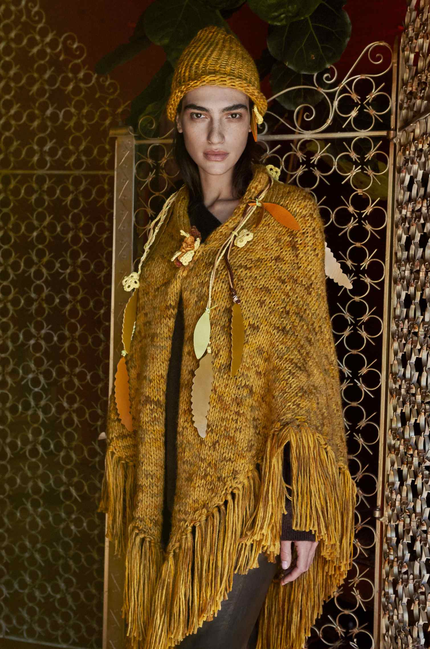 Handknitted Ochre Mix Shawl