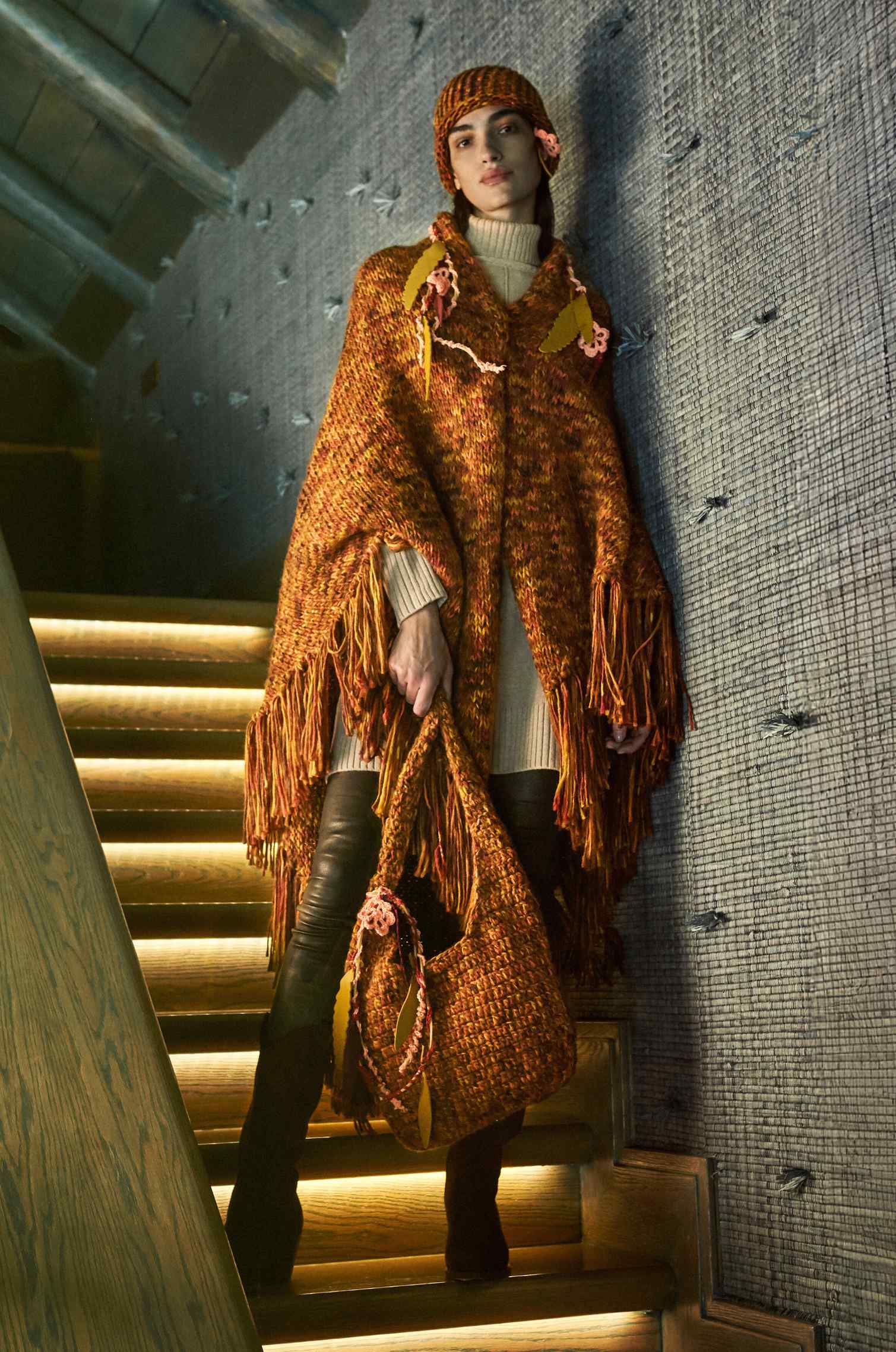 Handknitted Rust–Mauve Bag