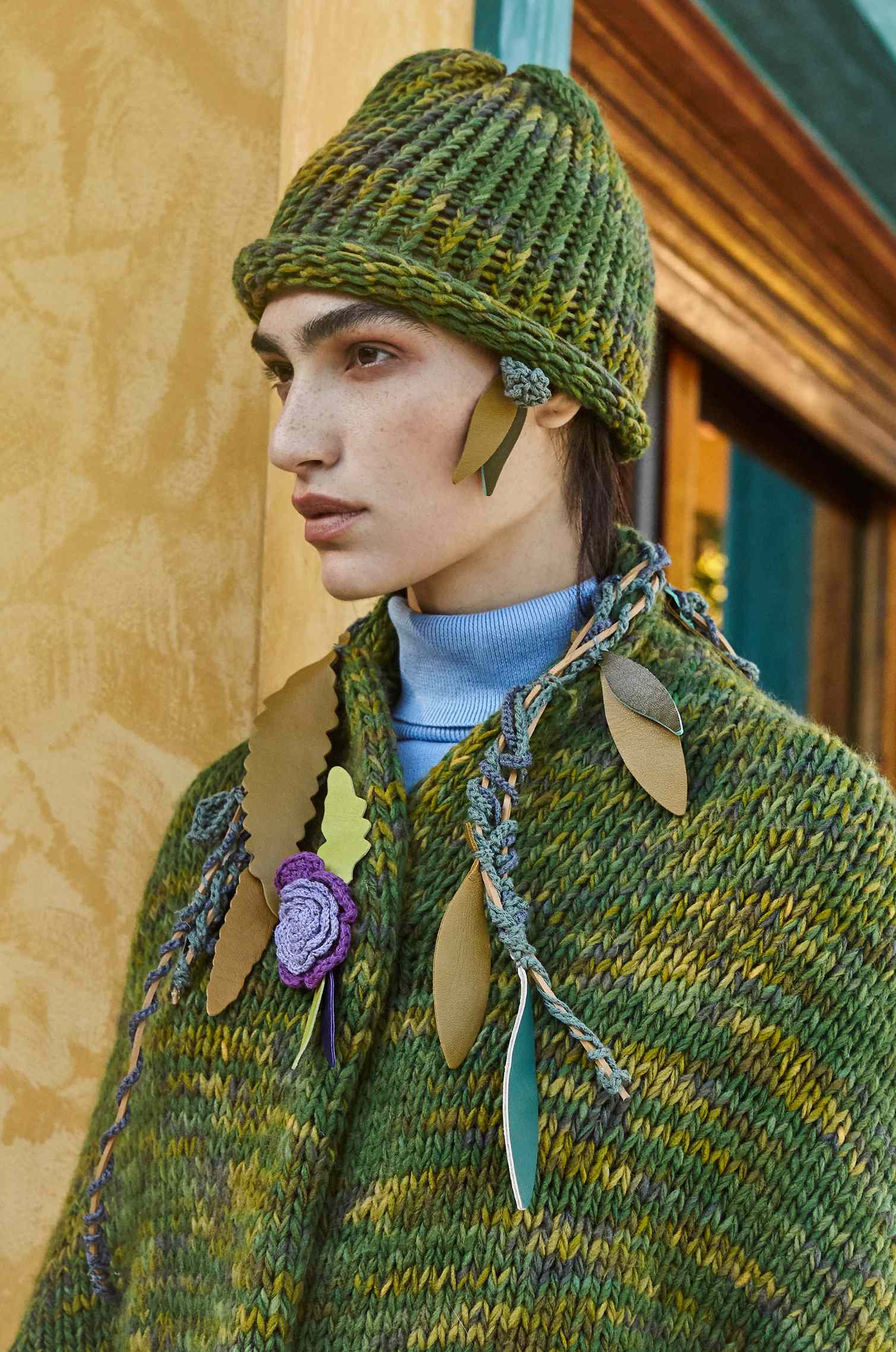 Handknitted Golden Green Beanie