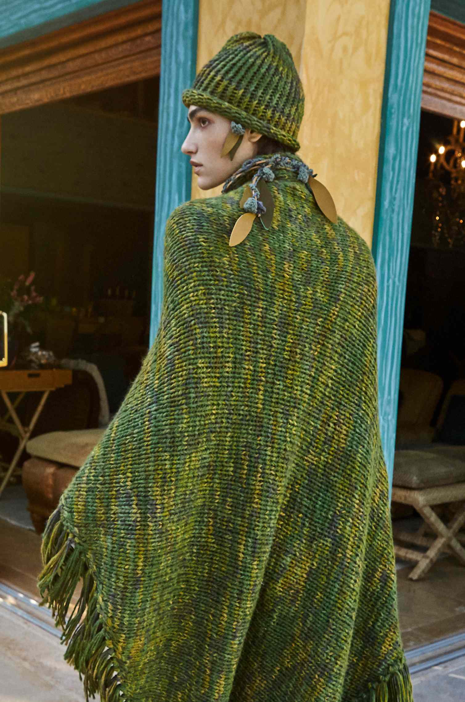 Handknitted Golden Green Beanie