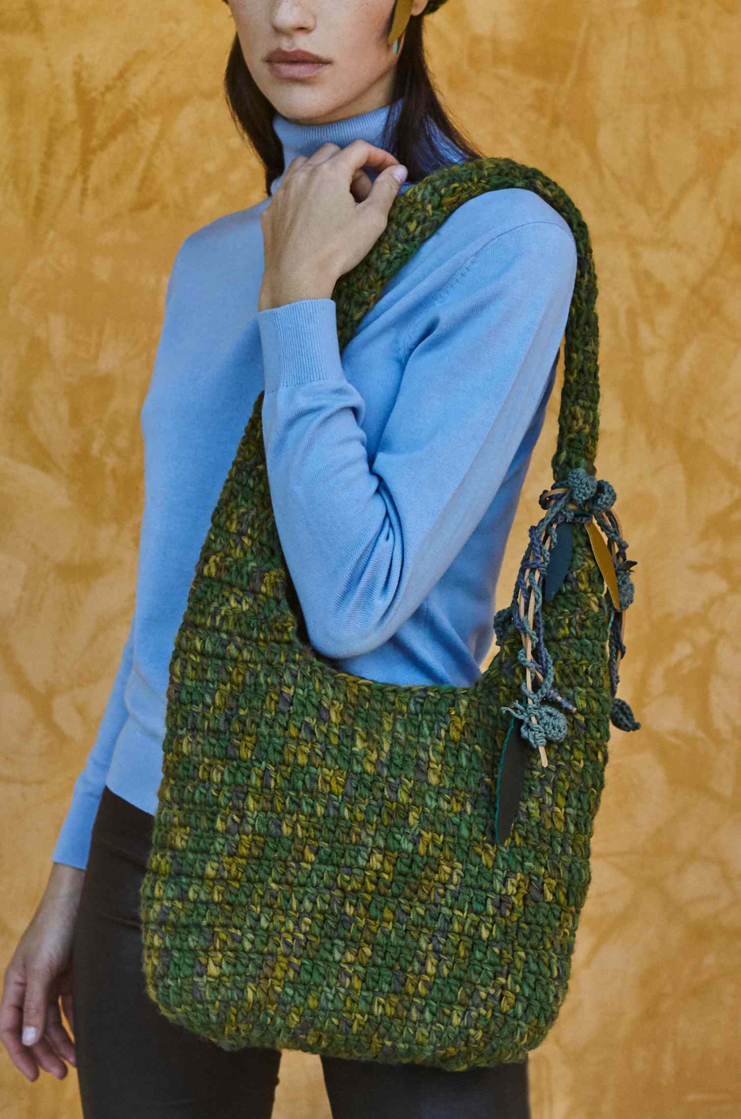 Handknitted Golden Green Bag