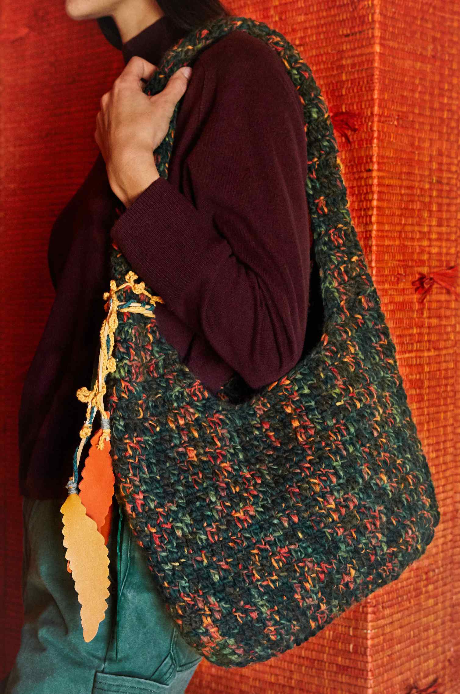 Handknitted Deep Forest Bag