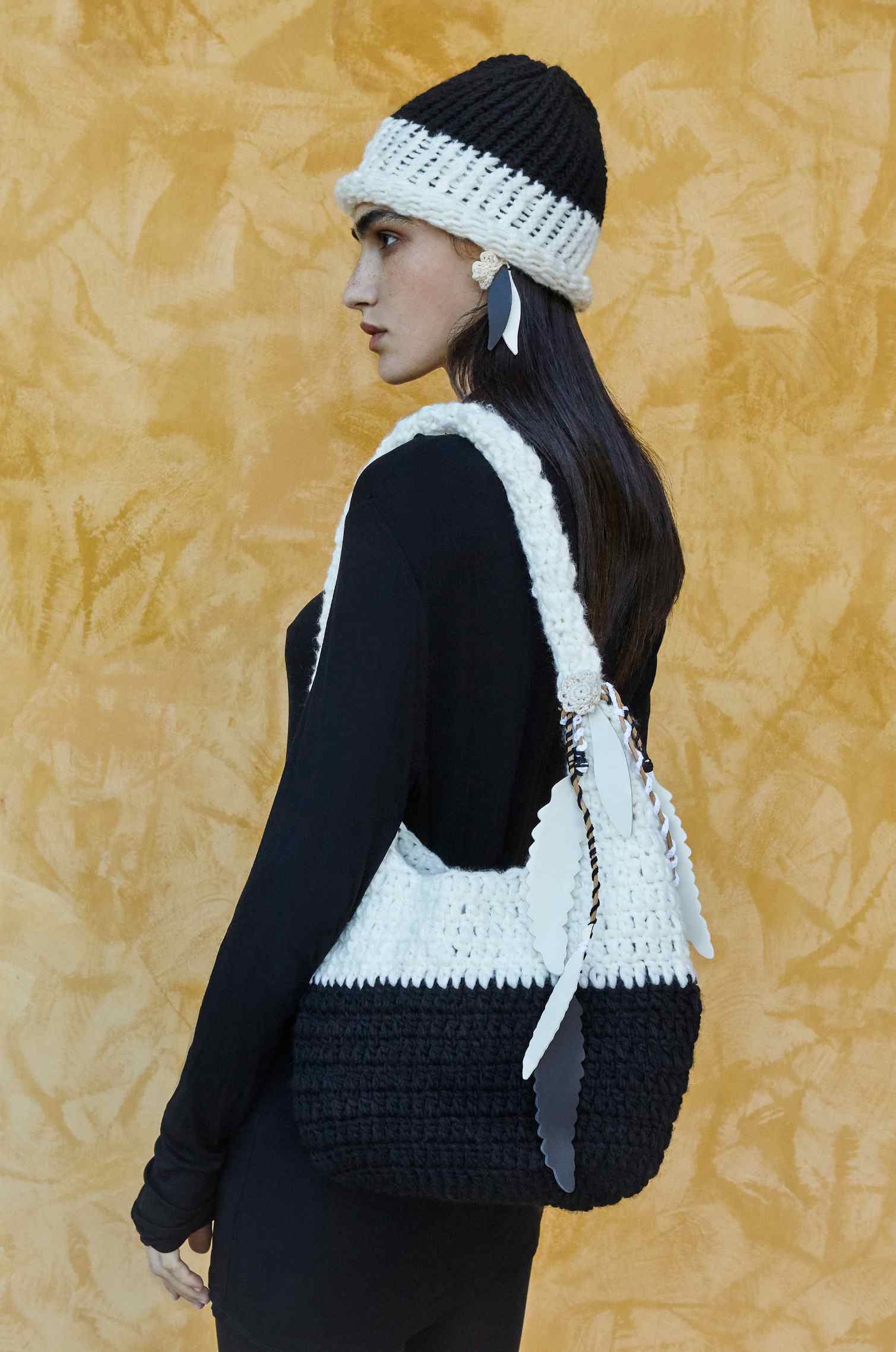 Handknitted Black & White  Beanie