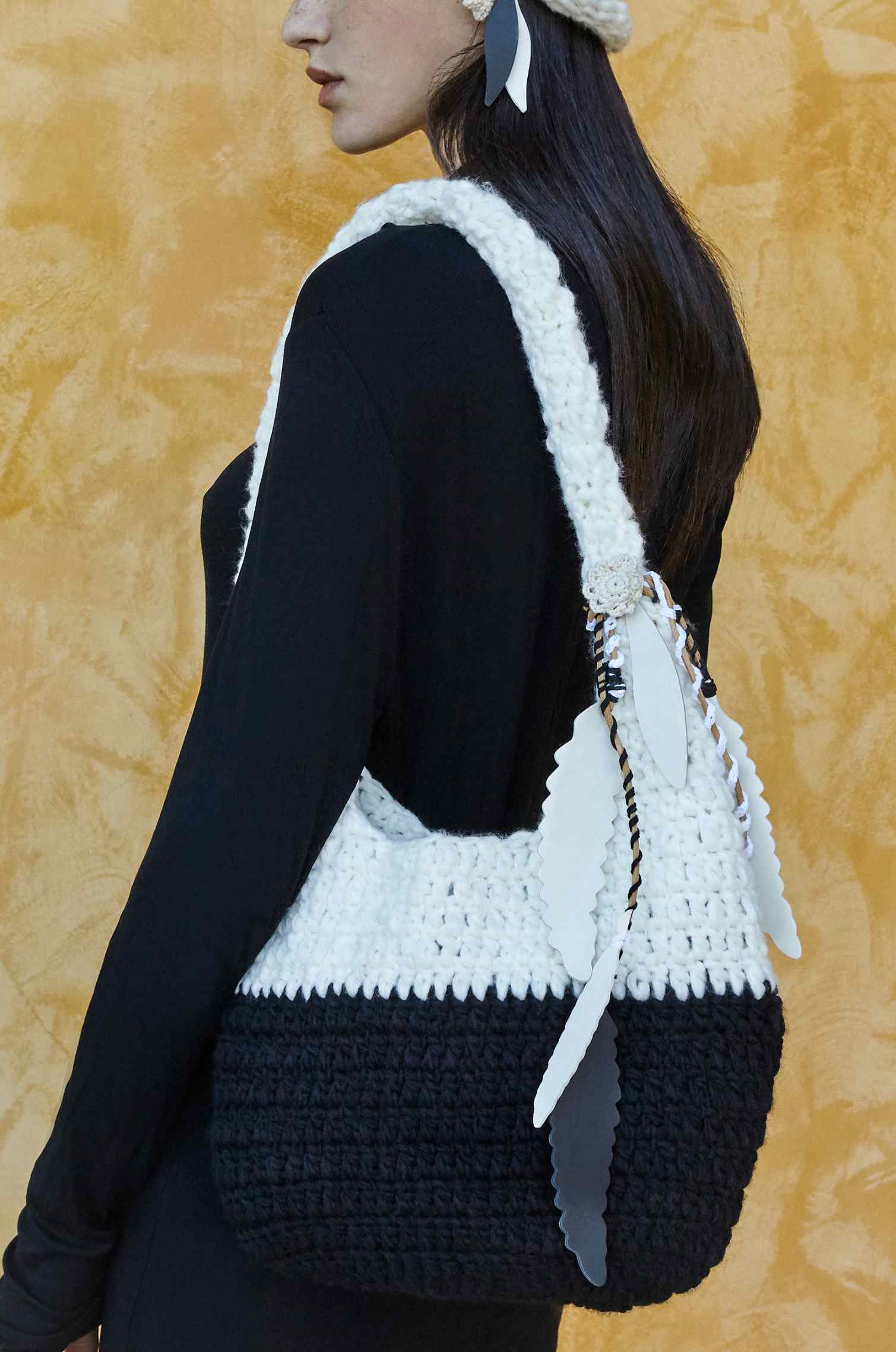 Handknitted Black & White  Bag