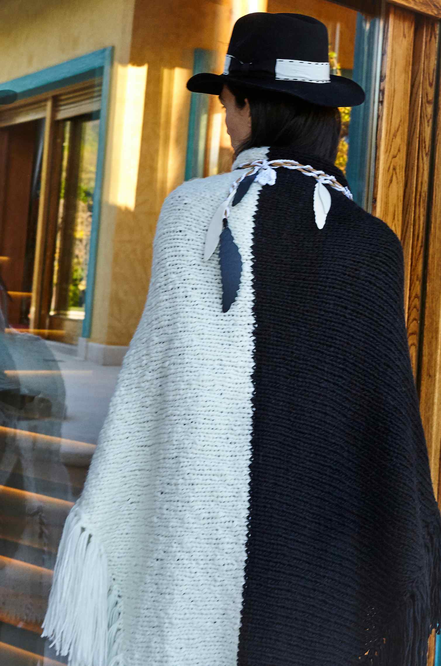 Handknitted Black & White Shawl