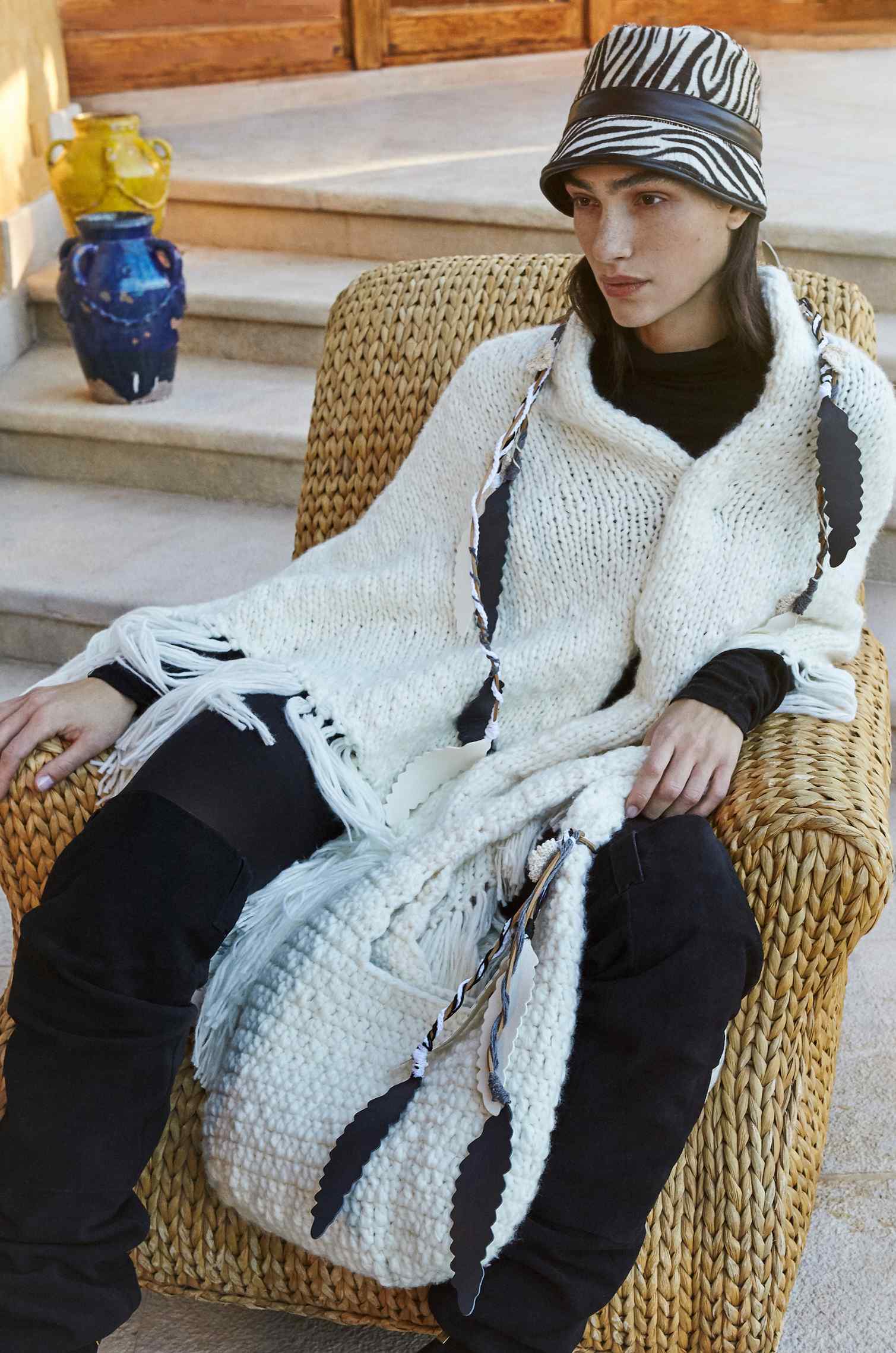 Handknitted White Shawl