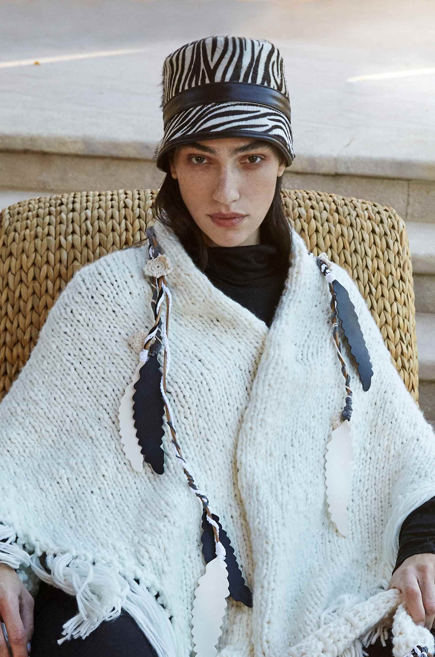 Bucket Calfskin Zebra Hat