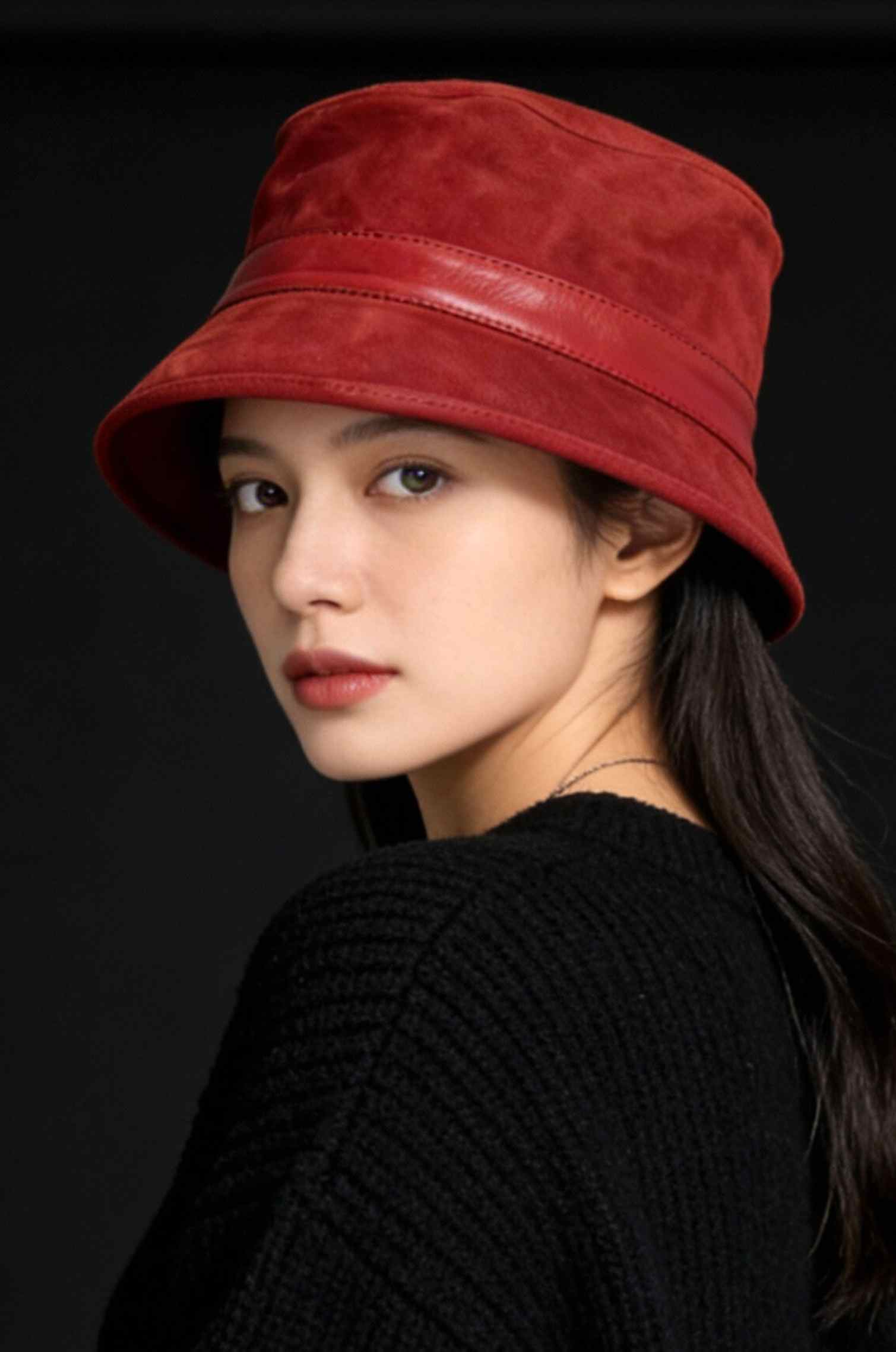 Bucket Red Suede Hat