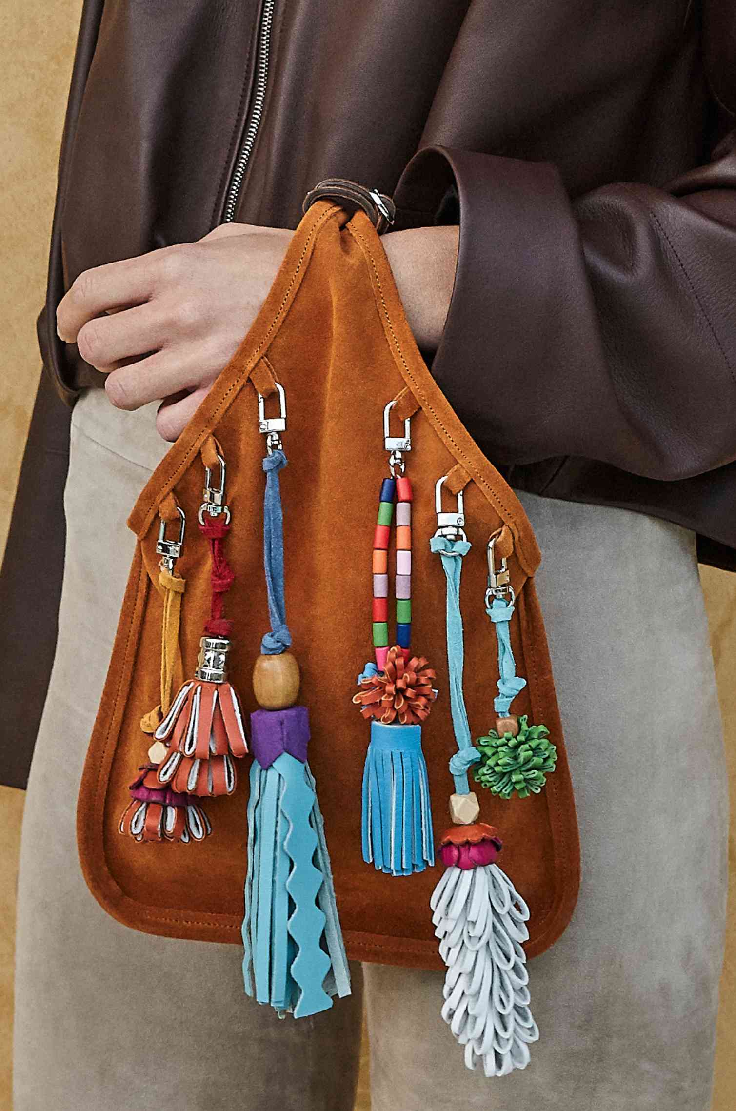 Charm Camel Suede Bag