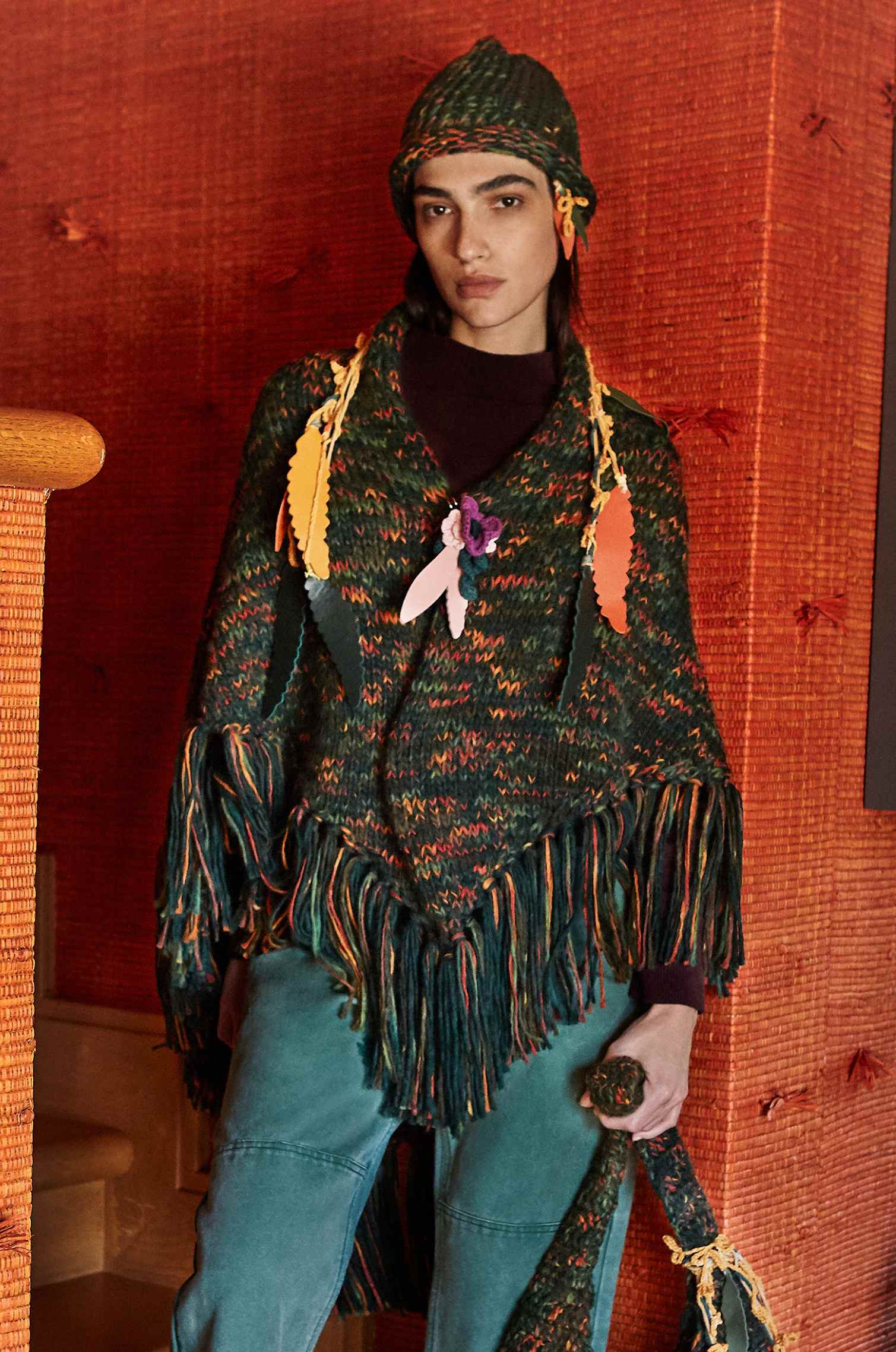 Handknitted Deep Forest  Shawl