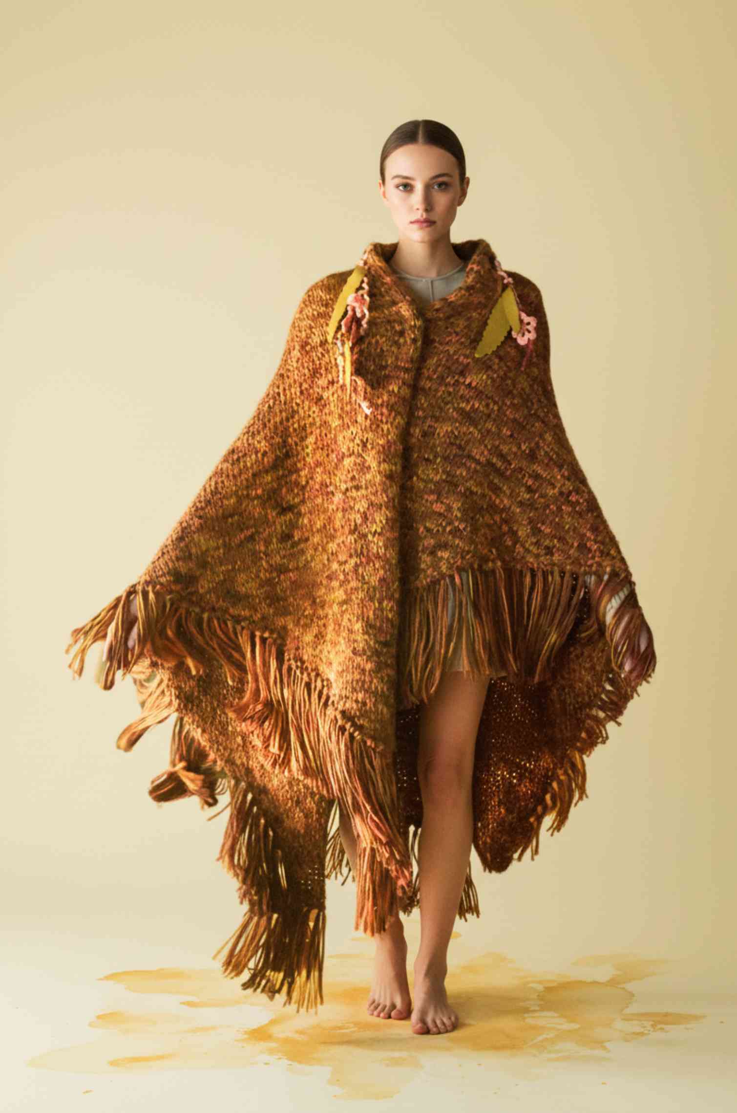 Handknitted Rust–Mauve Shawl