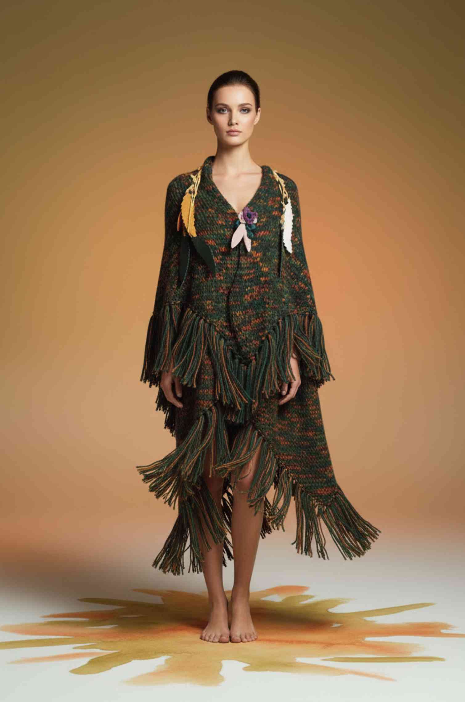 Handknitted Deep Forest  Shawl