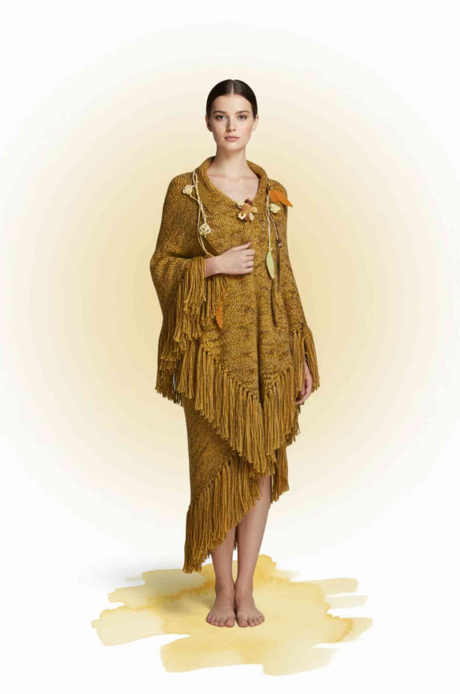 Handknitted Ochre Mix Shawl