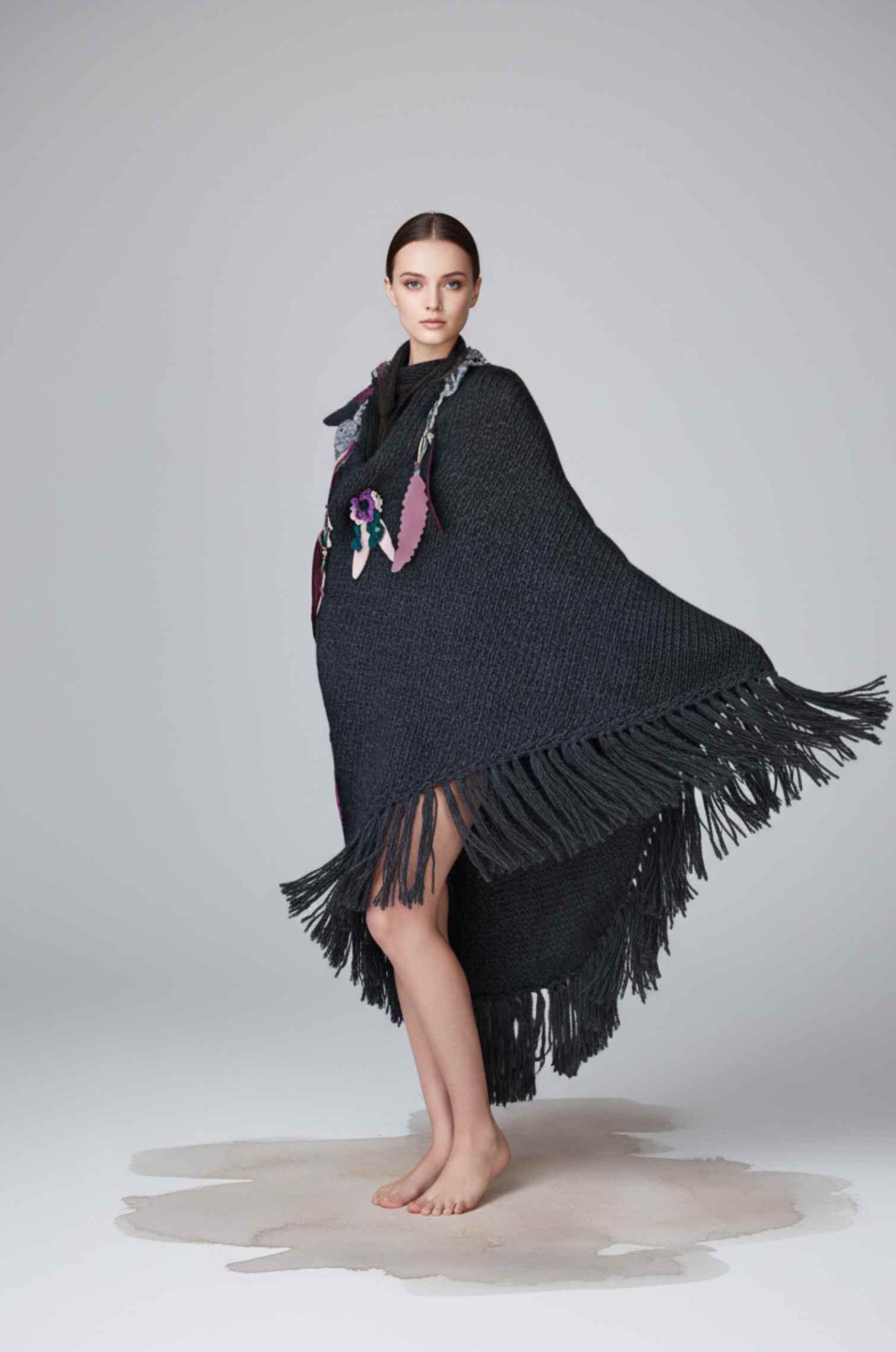 Handknitted Gray Shawl