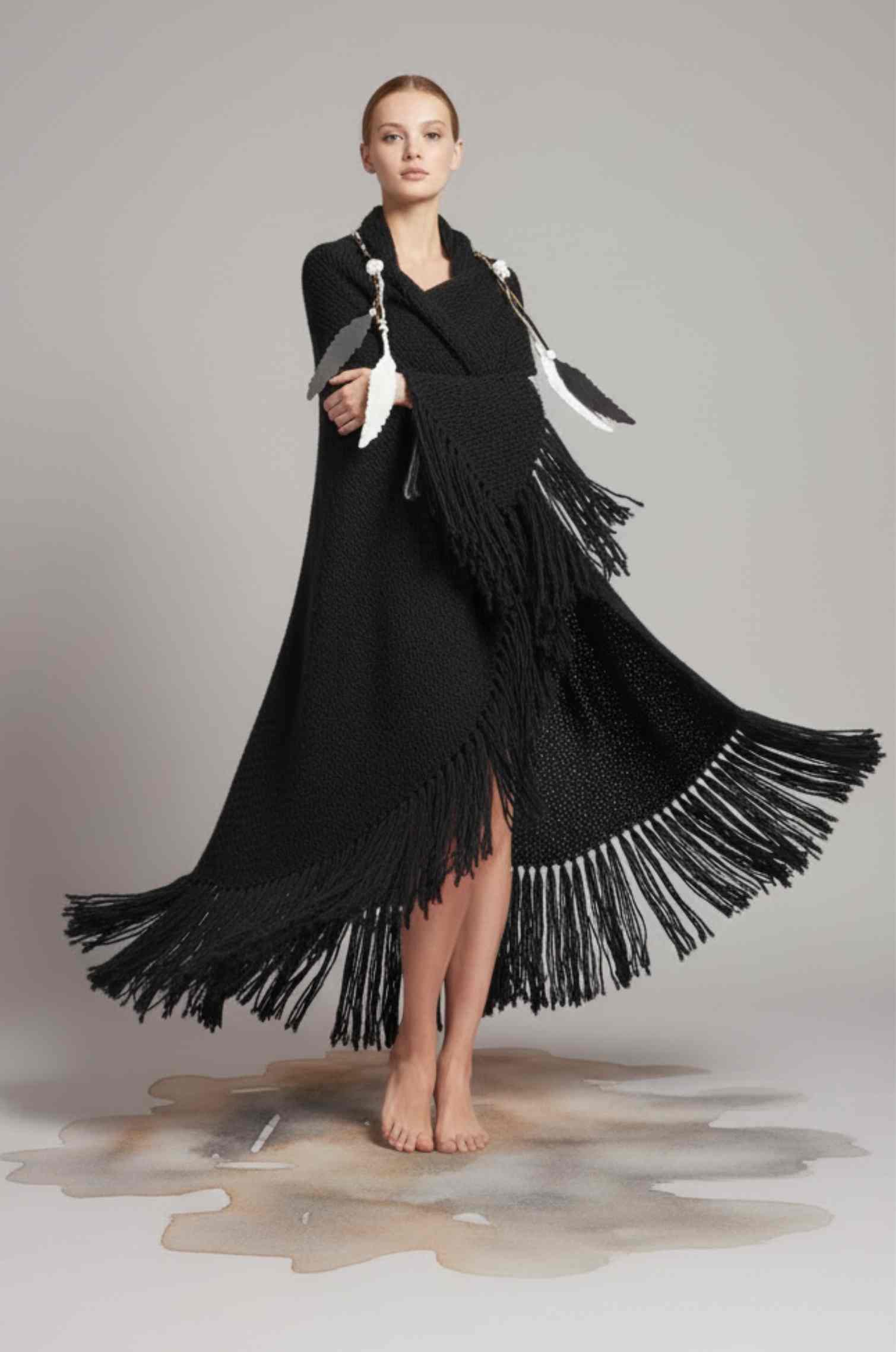 Handknitted Black Shawl