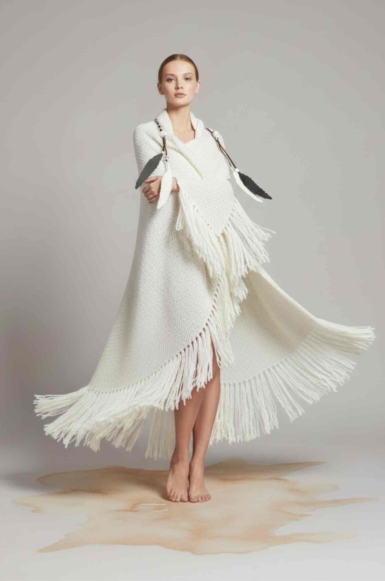 Handknitted White Shawl