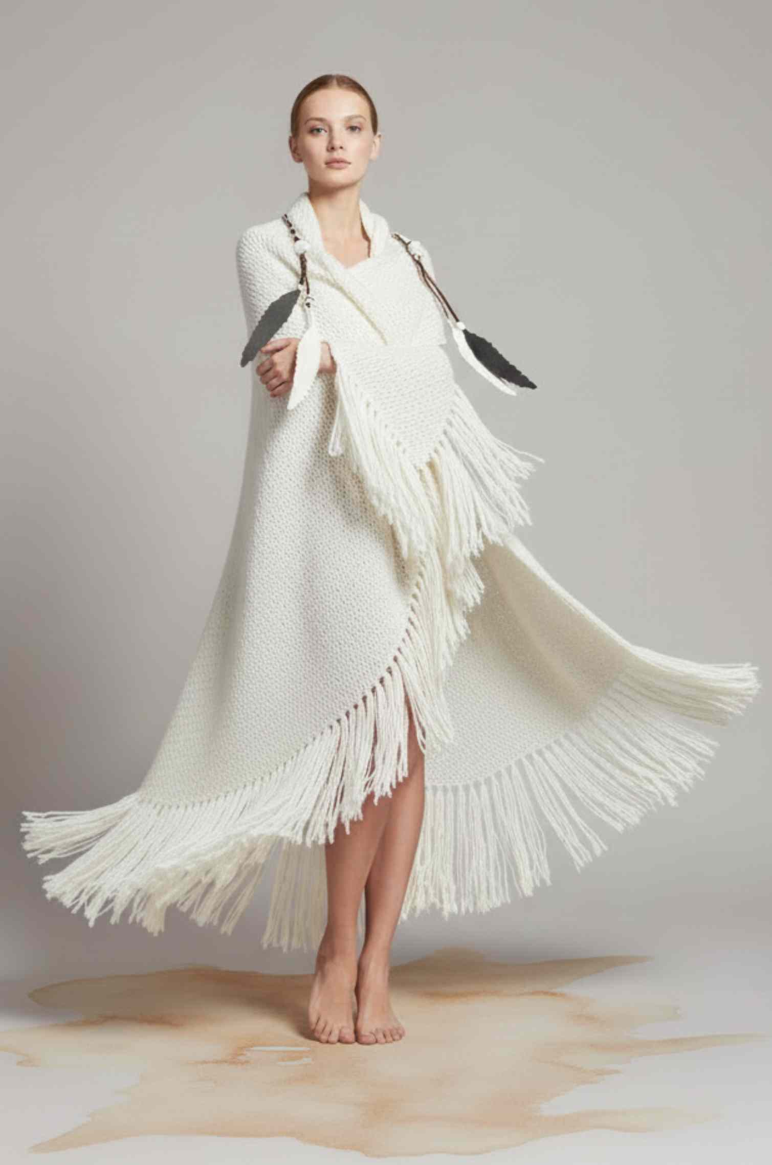 Handknitted White Shawl