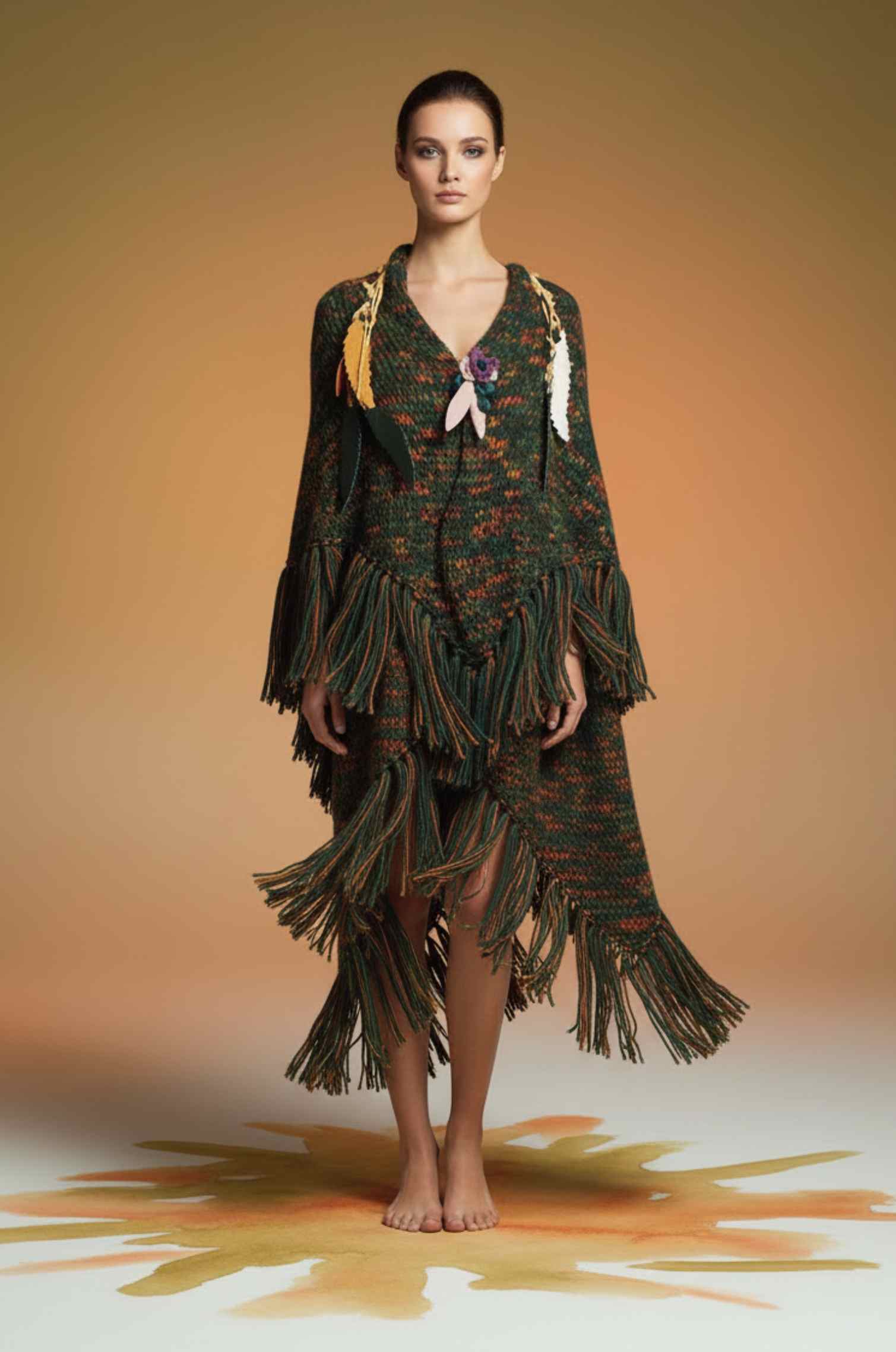 Handknitted Deep Forest  Shawl