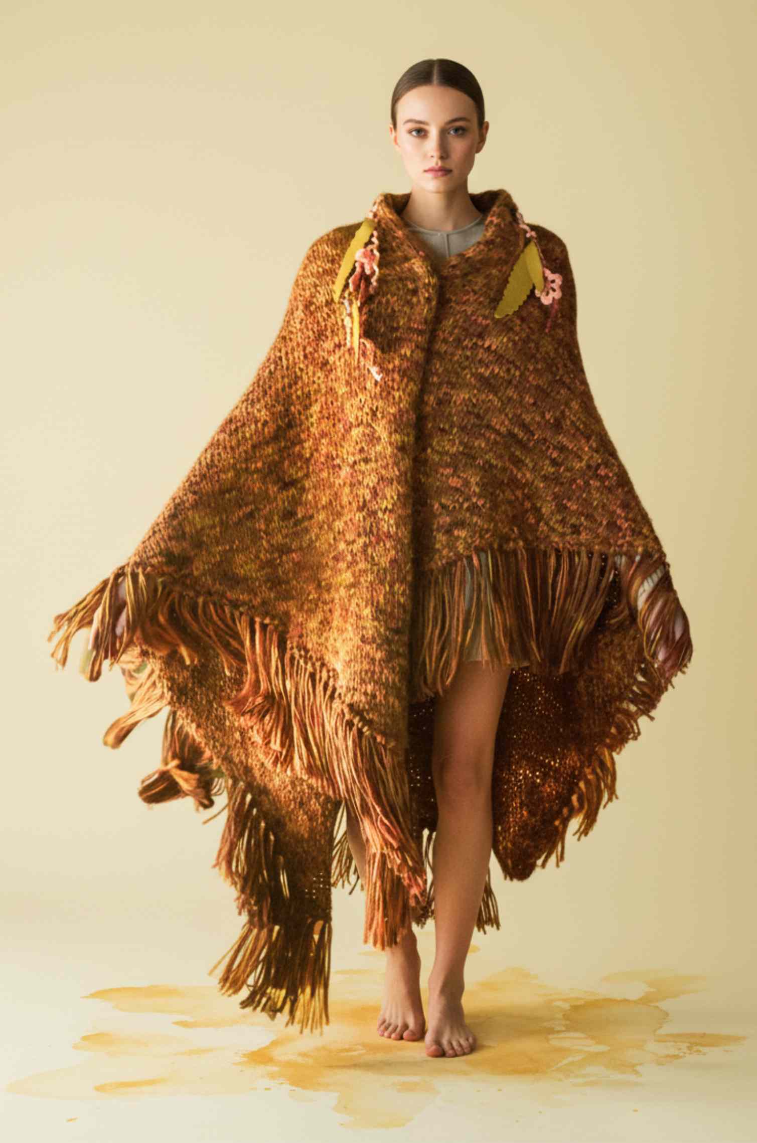 Handknitted Rust–Mauve Shawl