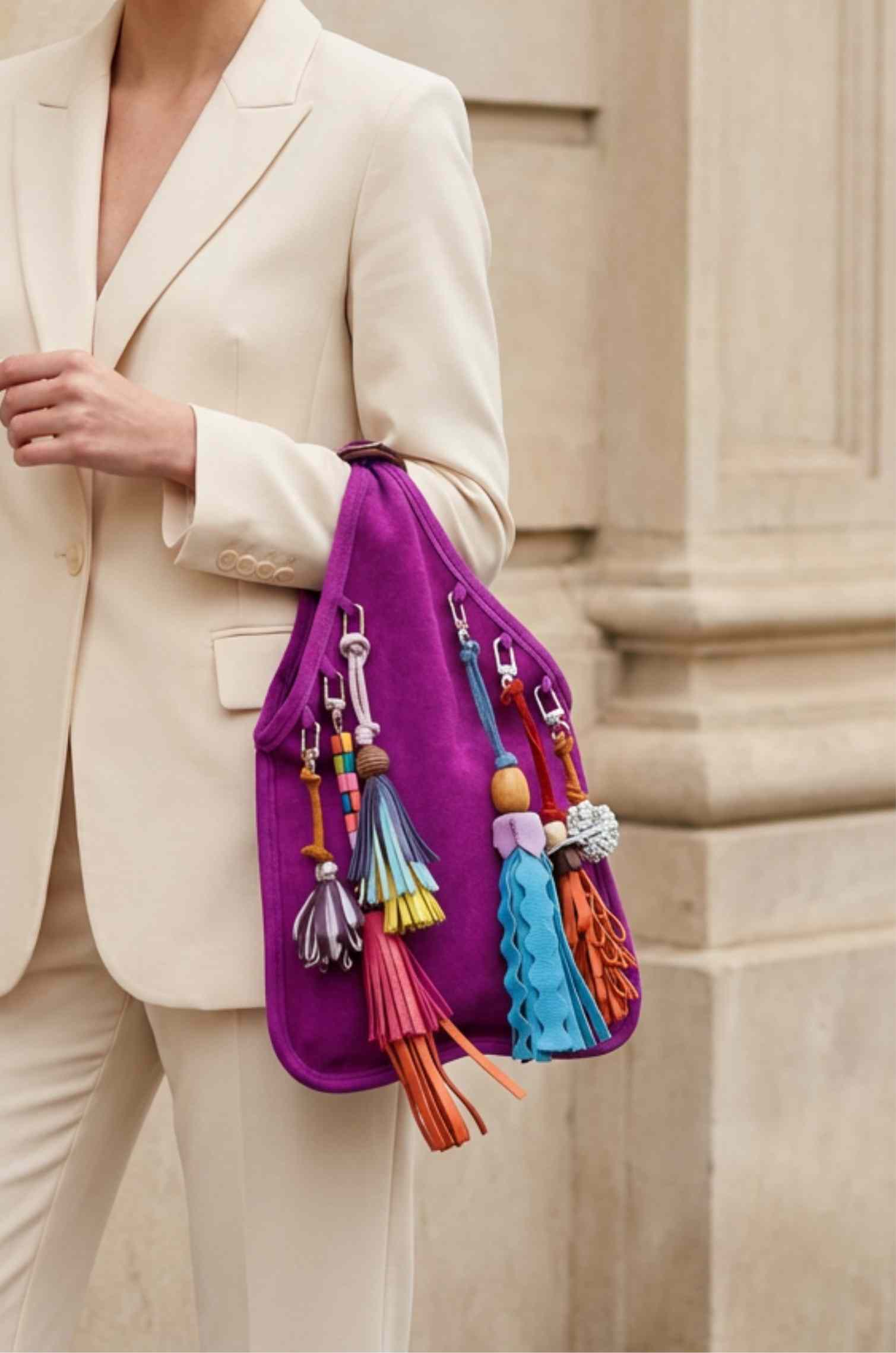 Charm Royal Magenta Suede Bag