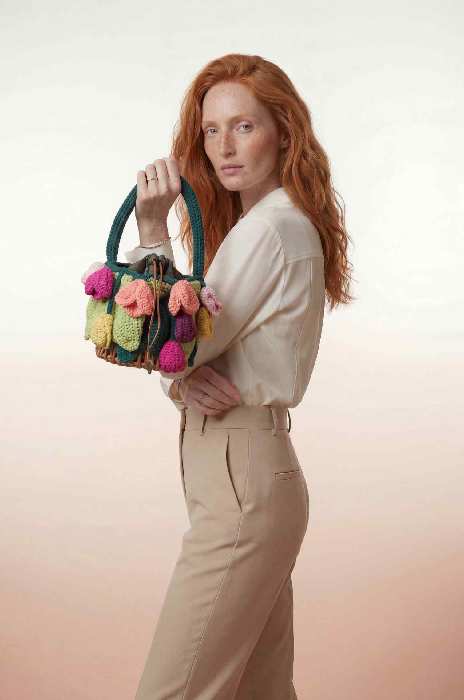 Tulip Cascade Wicker Bag