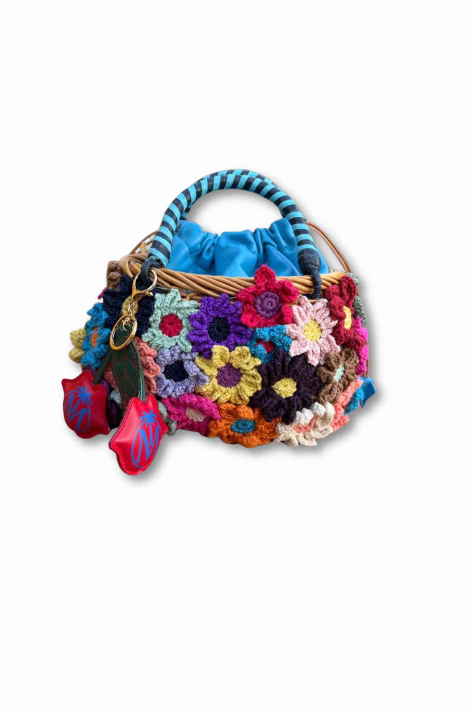 Floral Tapestry Wicker Bag