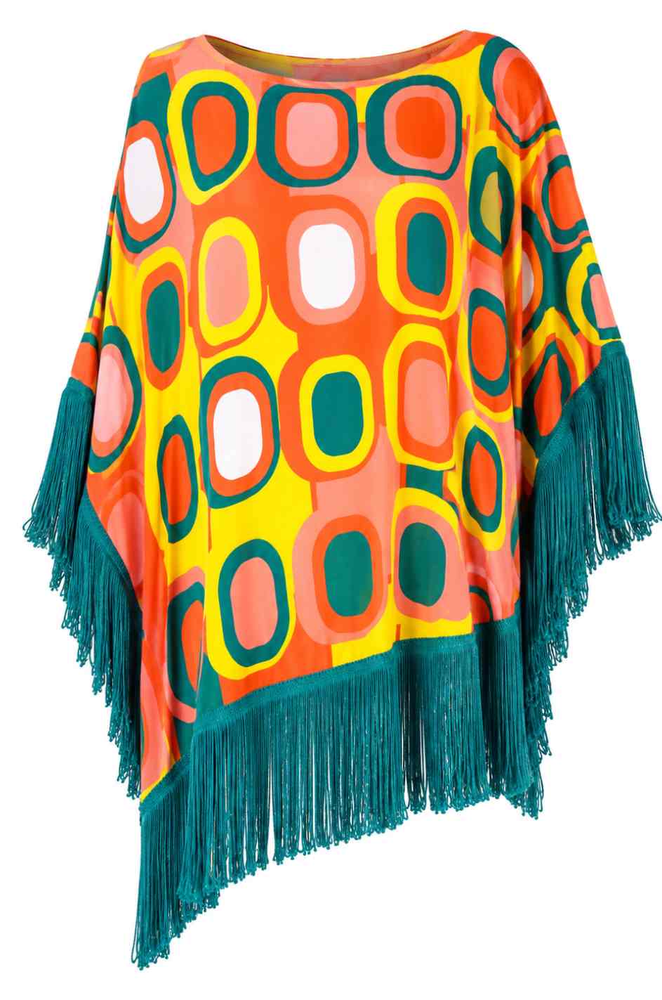 Retro silk poncho