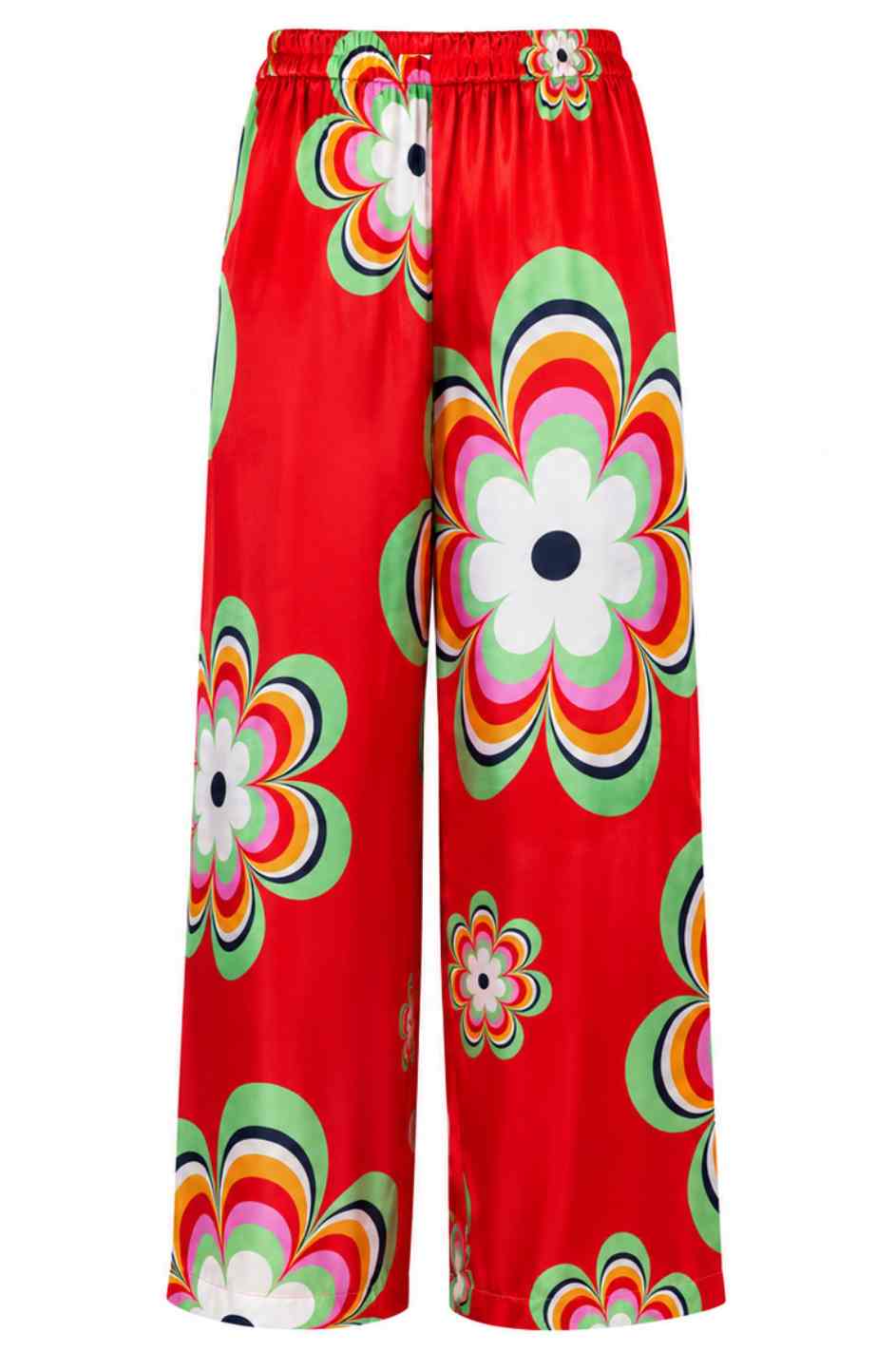 60's spring flower silk trousers