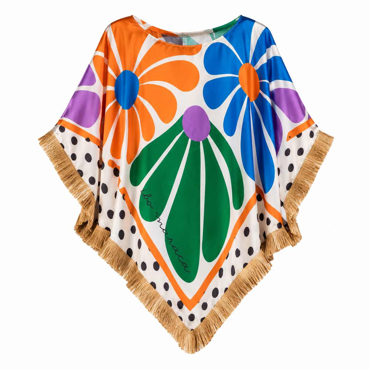 60’s Dots flowers silk blouse