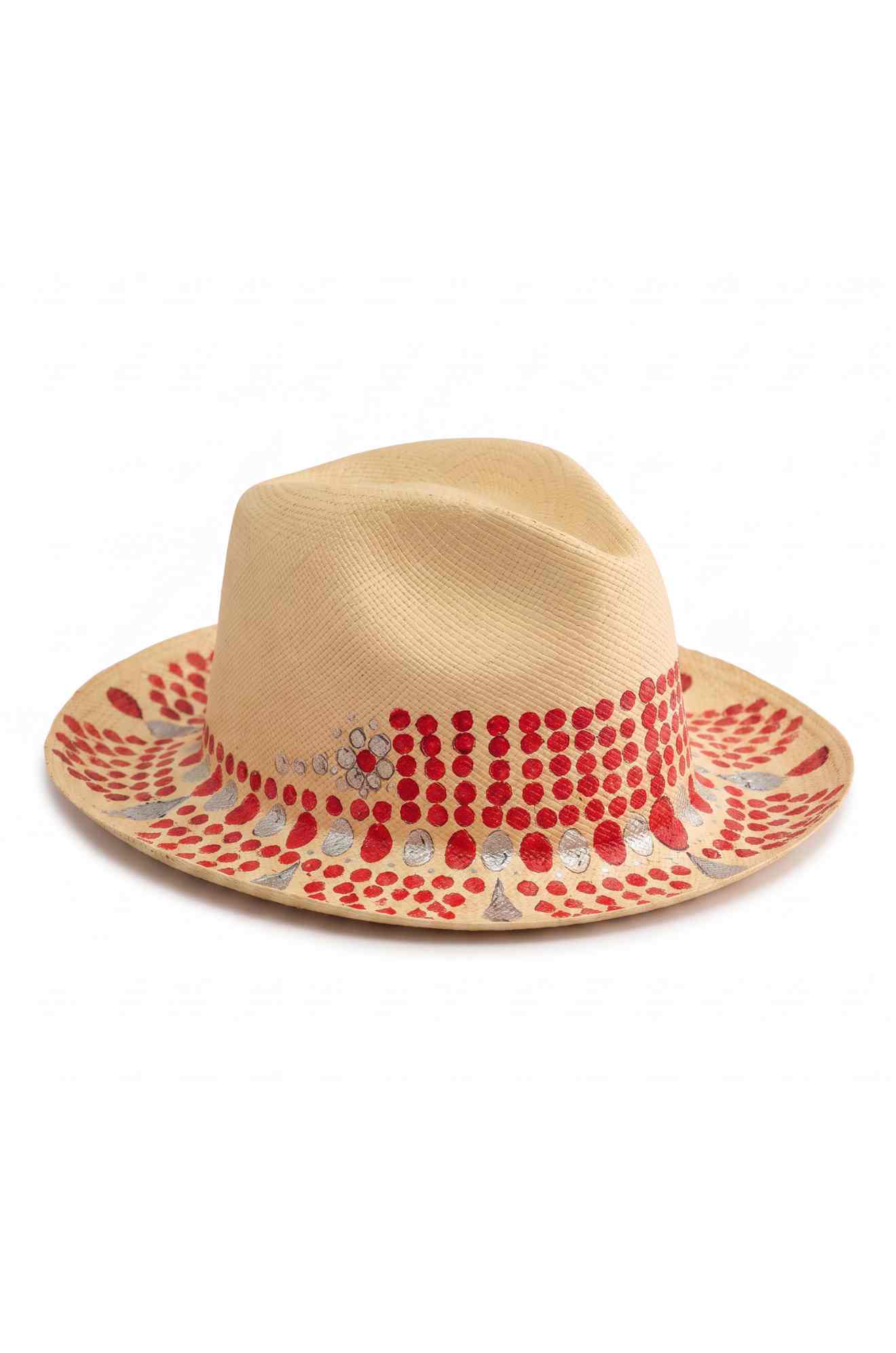 Ruby raindrop elegance Panama hat