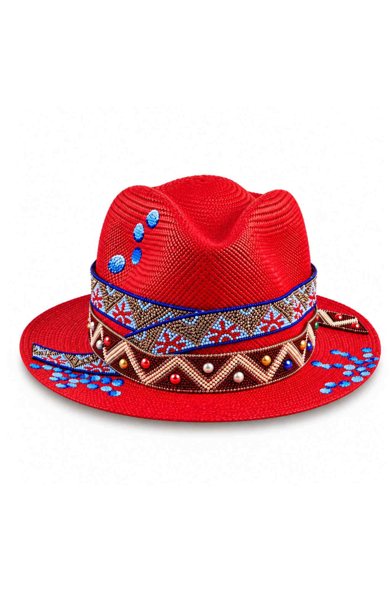 RED GLOSSY BUBBLES PANAMA HAT