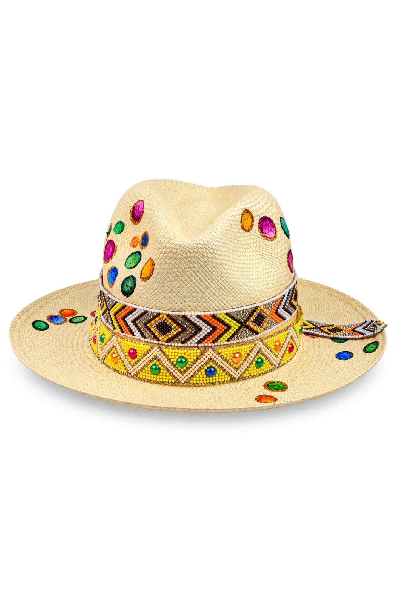 YELLOW GLOSSY BUBBLES PANAMA HAT