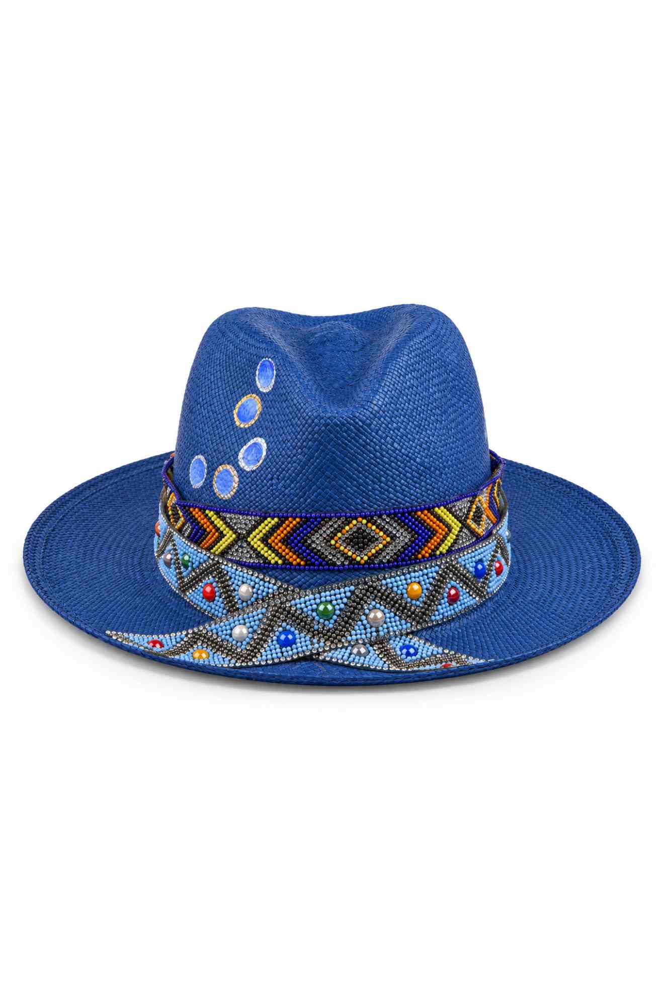 BLUE GLOSSY BUBBLES PANAMA HAT