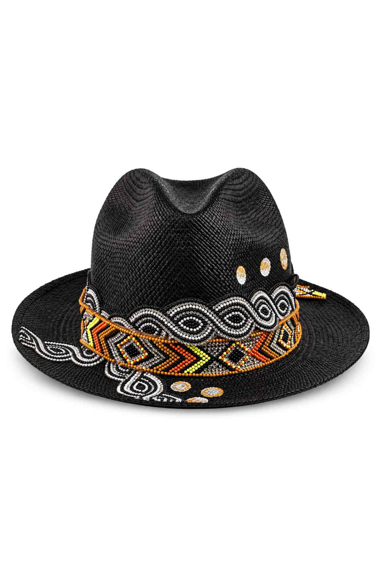 BLACK GLOSSY BUBBLES PANAMA HAT