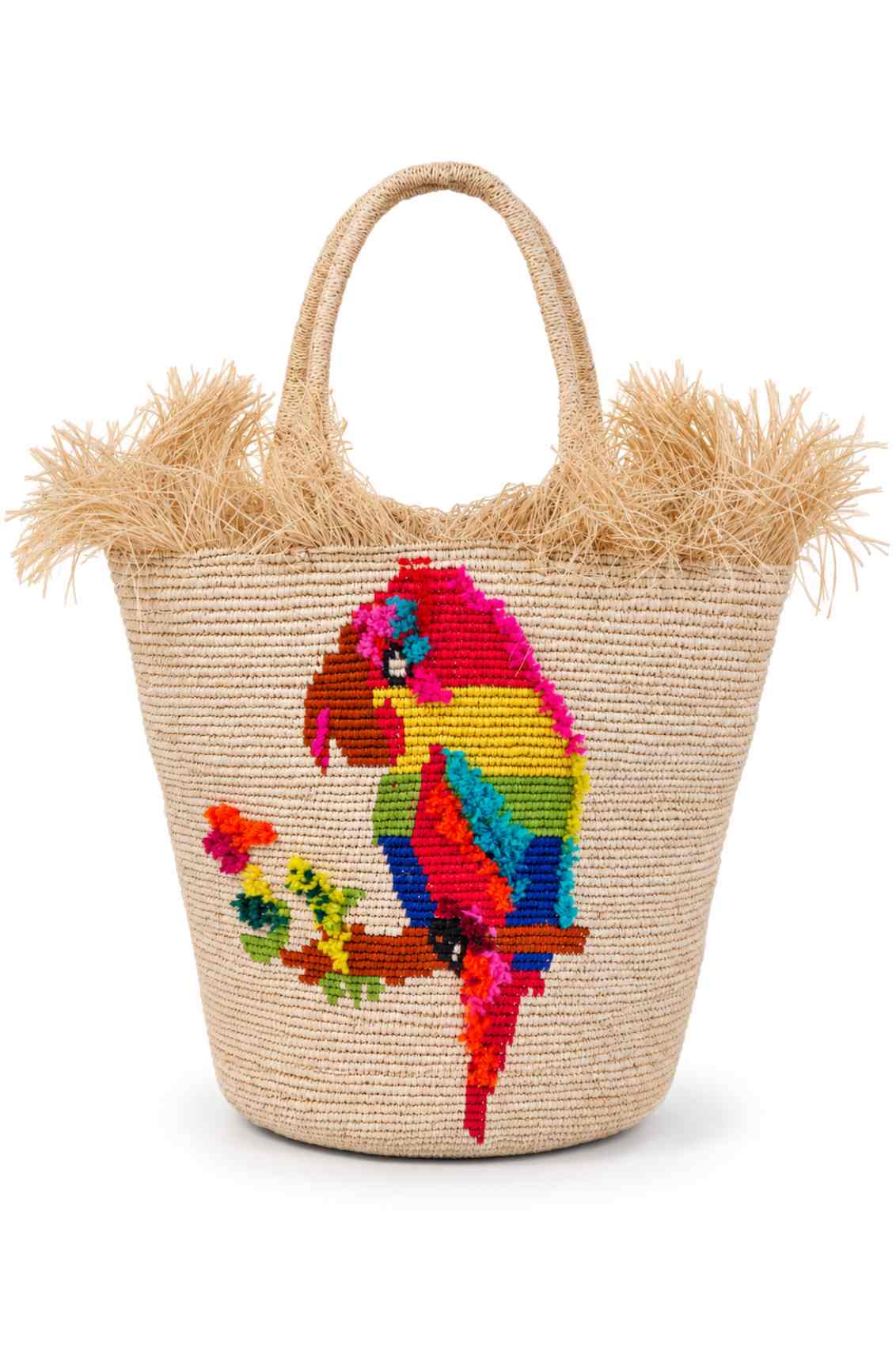 PLAYFUL PARROT CROCHET PANAMA BAG